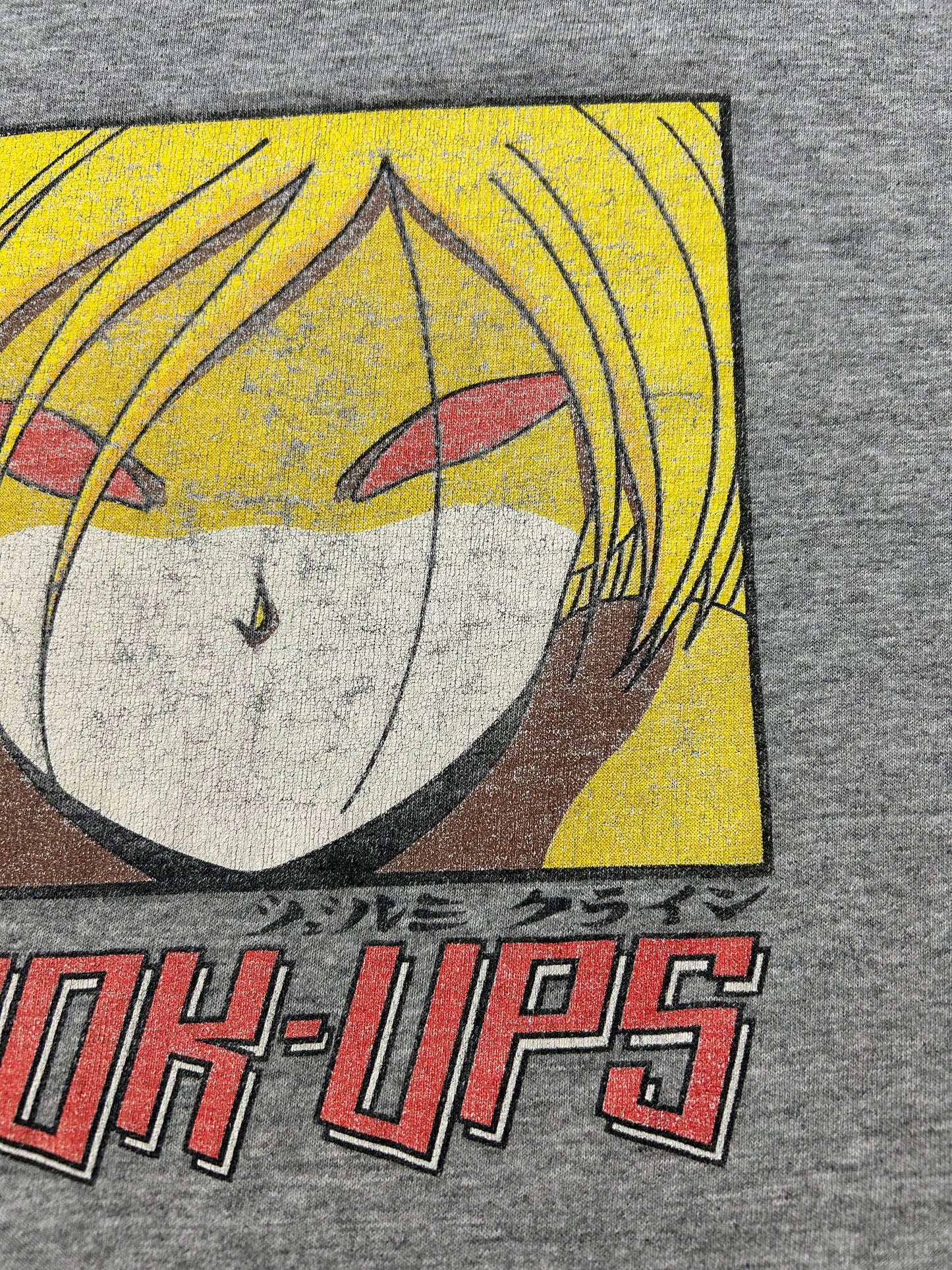 Vintage Hook-Ups Red Eyes Graphic Skate Tee Jeremy Klein Anime Big Gold Iczer-1 Perfectly Worn In & Faded XL 23x29 Inches