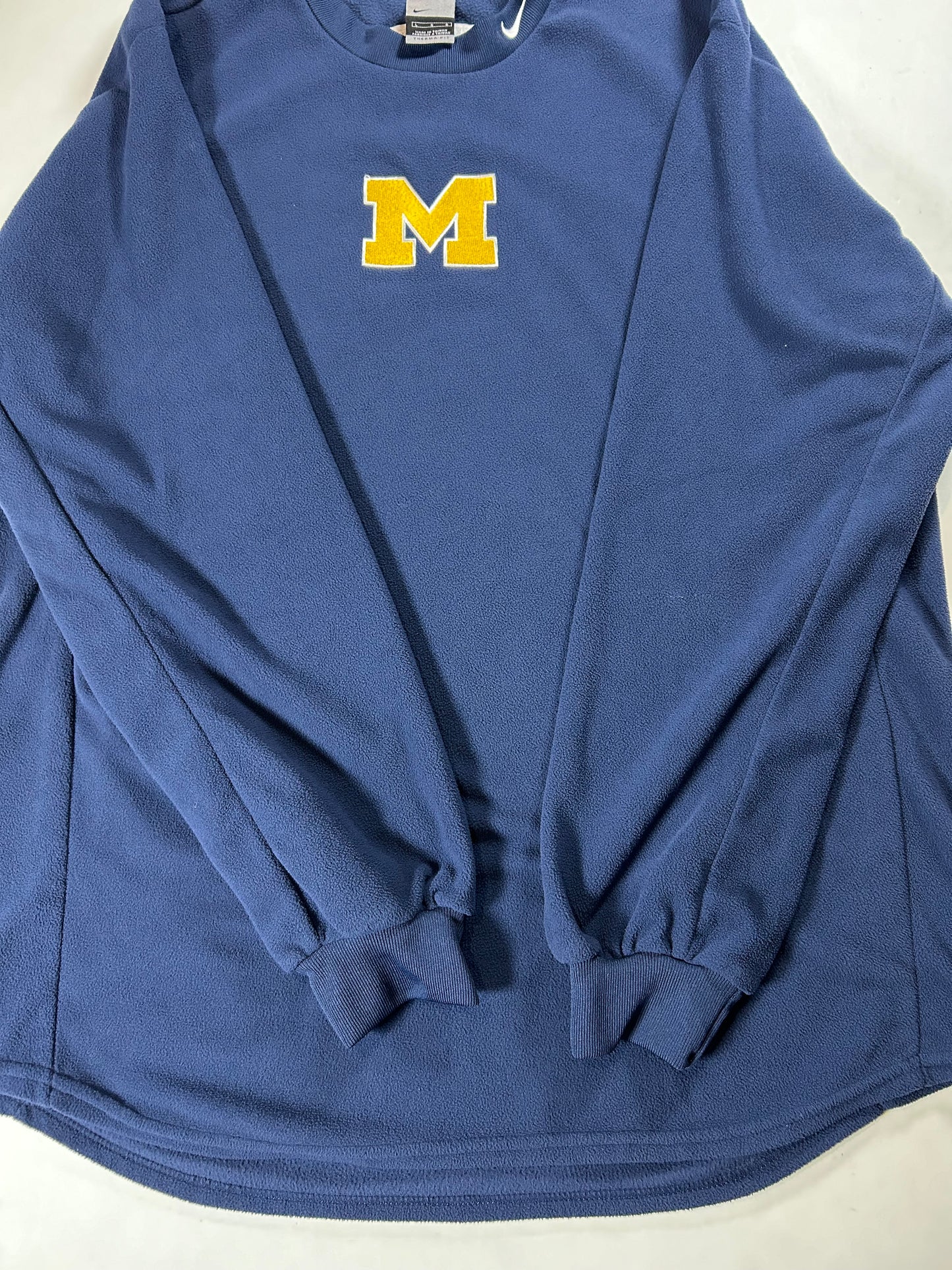 Vintage 2000s Nike University Of Michigan Therma-Fit Pullover Fleece Large 25.5x32.5 Inches Navy