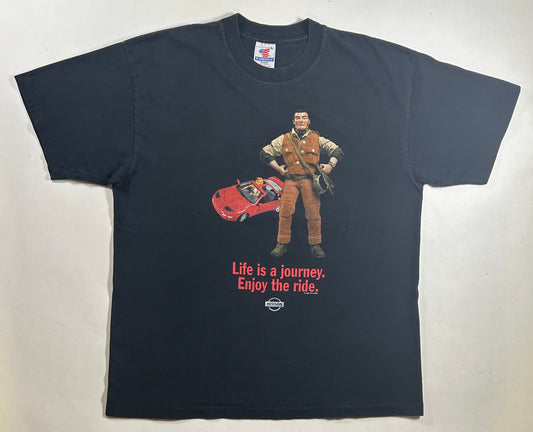 Vintage 1997 Nissan 300ZX Life Is A Journey GI Joe Barbie Car Promo Tee XL 23.5x29.75 Inches