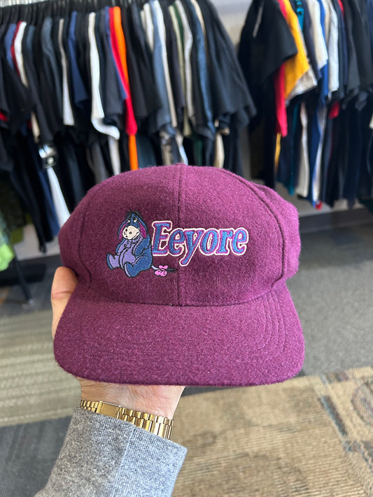 Vintage Eeyore Strapback Hat Disney Store 90's Cap Felt Wool Adult Adjustable