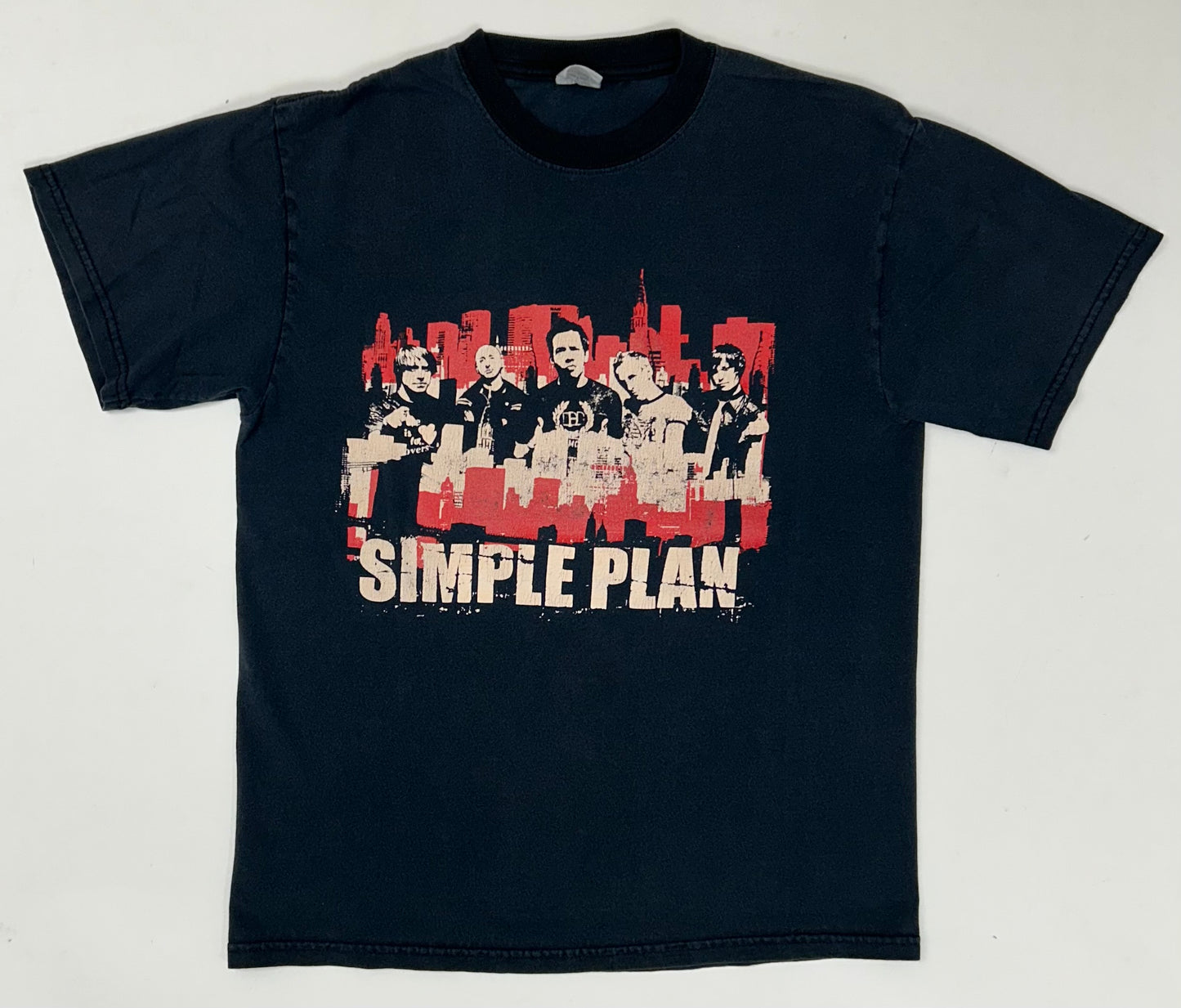 Vintage 2005 Simple Plan US Tour Music Band Tee Medium 19.25x26 Inches Faded Black