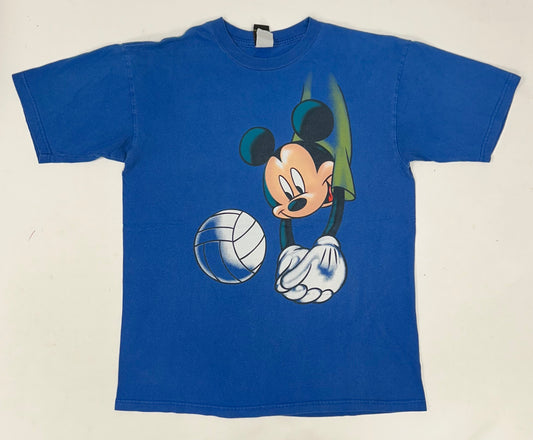 Vintage Mickey Unlimited Mickey Mouse Volleyball Jump Through Graphic Tee L/XL 22x28.75 Inches