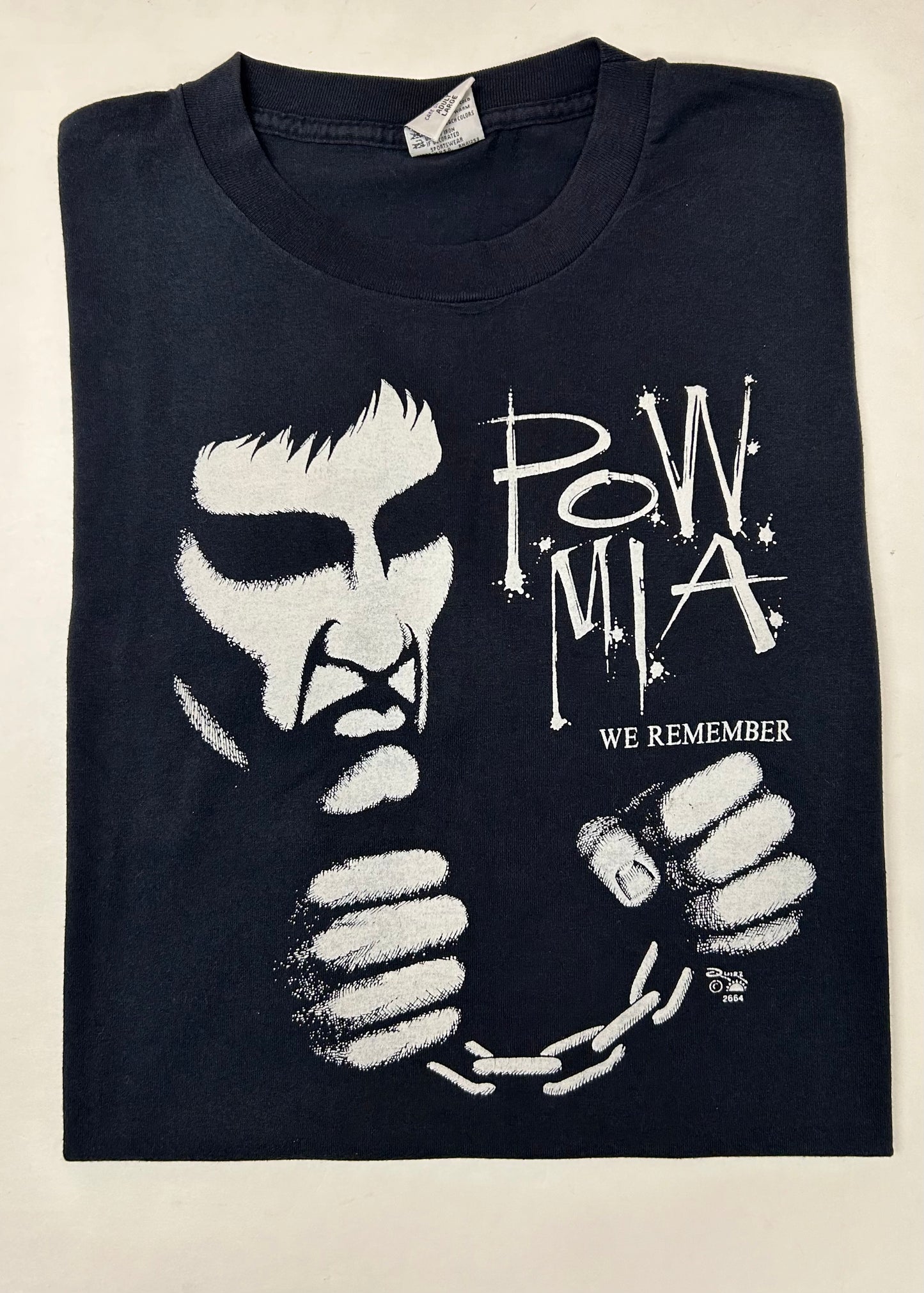 Vintage 90s Pow Mia We Remember War Tee Large