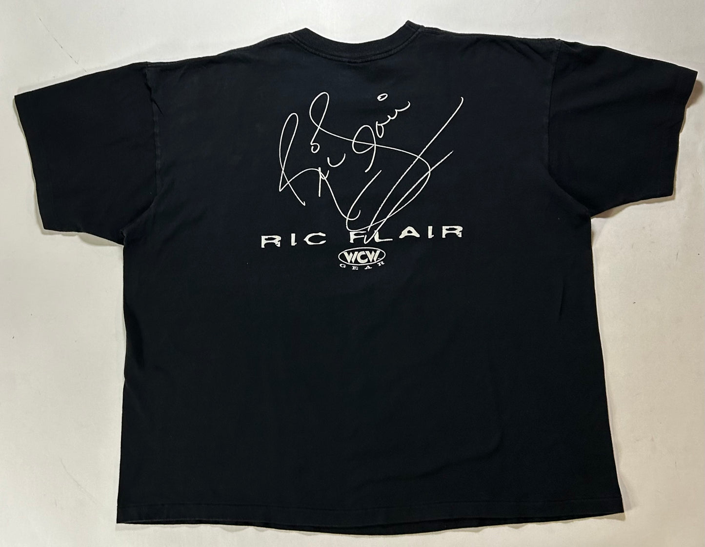Vintage 1997 Ric Flair WCW Steve Stanley Signature Wrestling Tee XXL 27.75x29 Inches