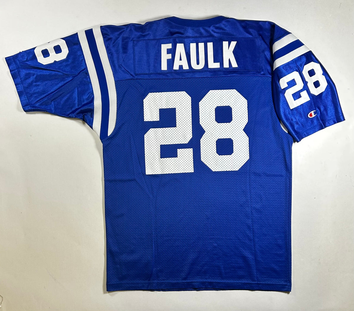 Vintage 90s Champion Indianapolis Colts Marshall Faulk #28 NFL Jersey 48 XL 23.75x33.25 Inches USA