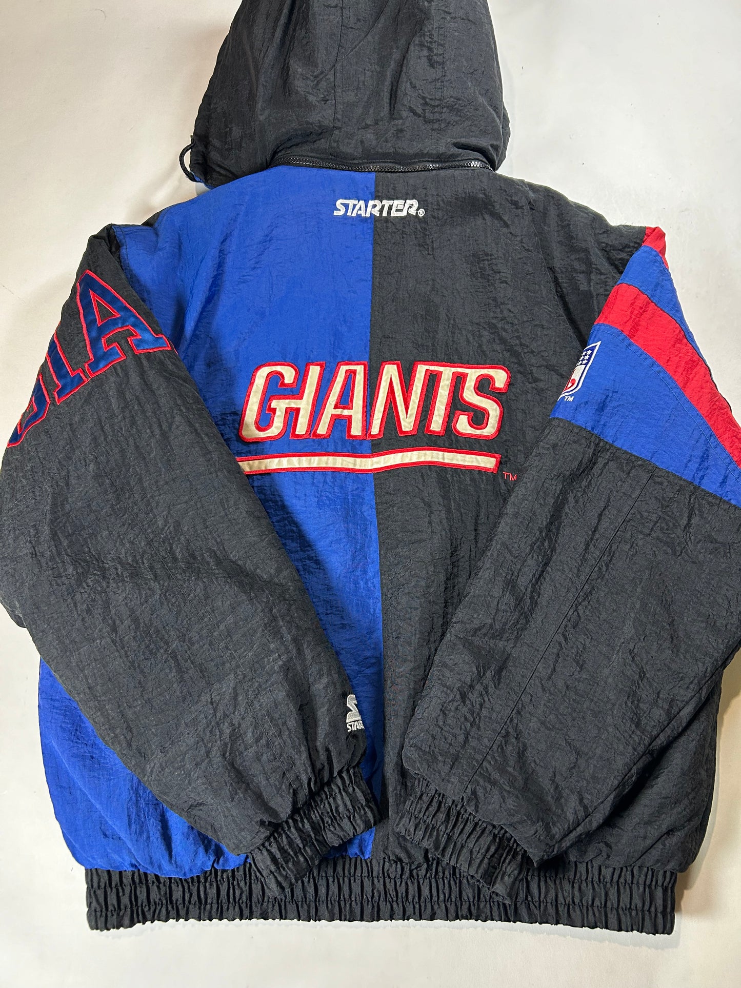 Vintage 90s Starter New York Giants Jacket Zip Puffer Quilted Jacket Large Can Fit XL 27x29.25 Inches NYG