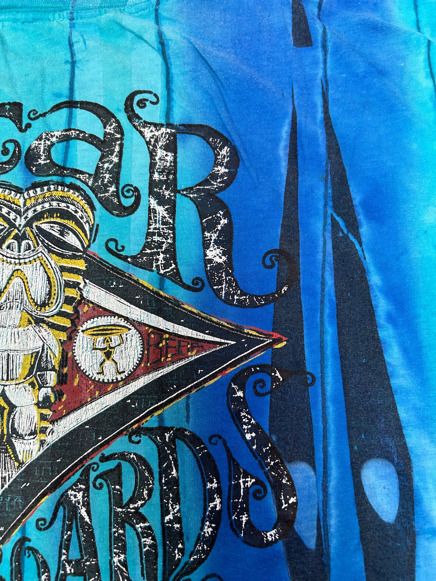 Vintage Bear Surfboards Tie-Dye Blue Shirt XL/2XL Fit 26.5x28.75 Inches Made In USA