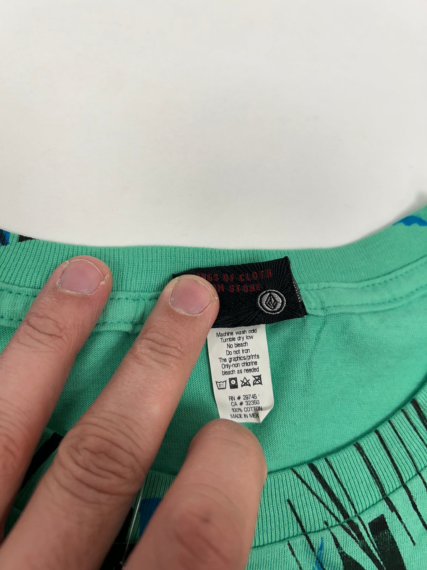 Vintage Volcom Stone All Over Print Skateboarding Skate Surf Tee Large 22.25x30.75 Inches Brand New Old Stock With Tag