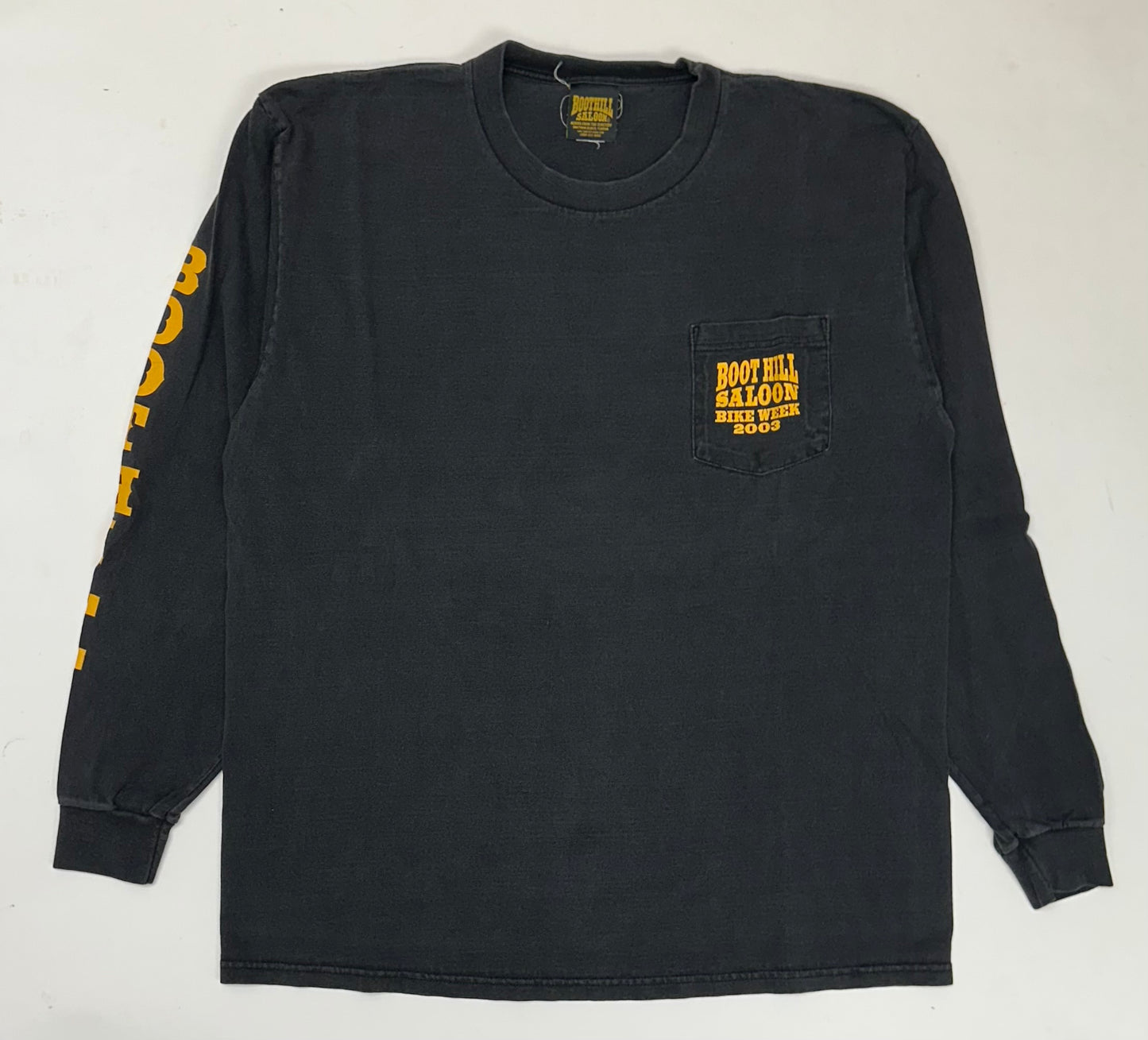 Vintage Boot Hill Saloon Bike Week 2003 Daytona Beach Florida Long Sleeve Tee XL 23.5x29.5 Inches