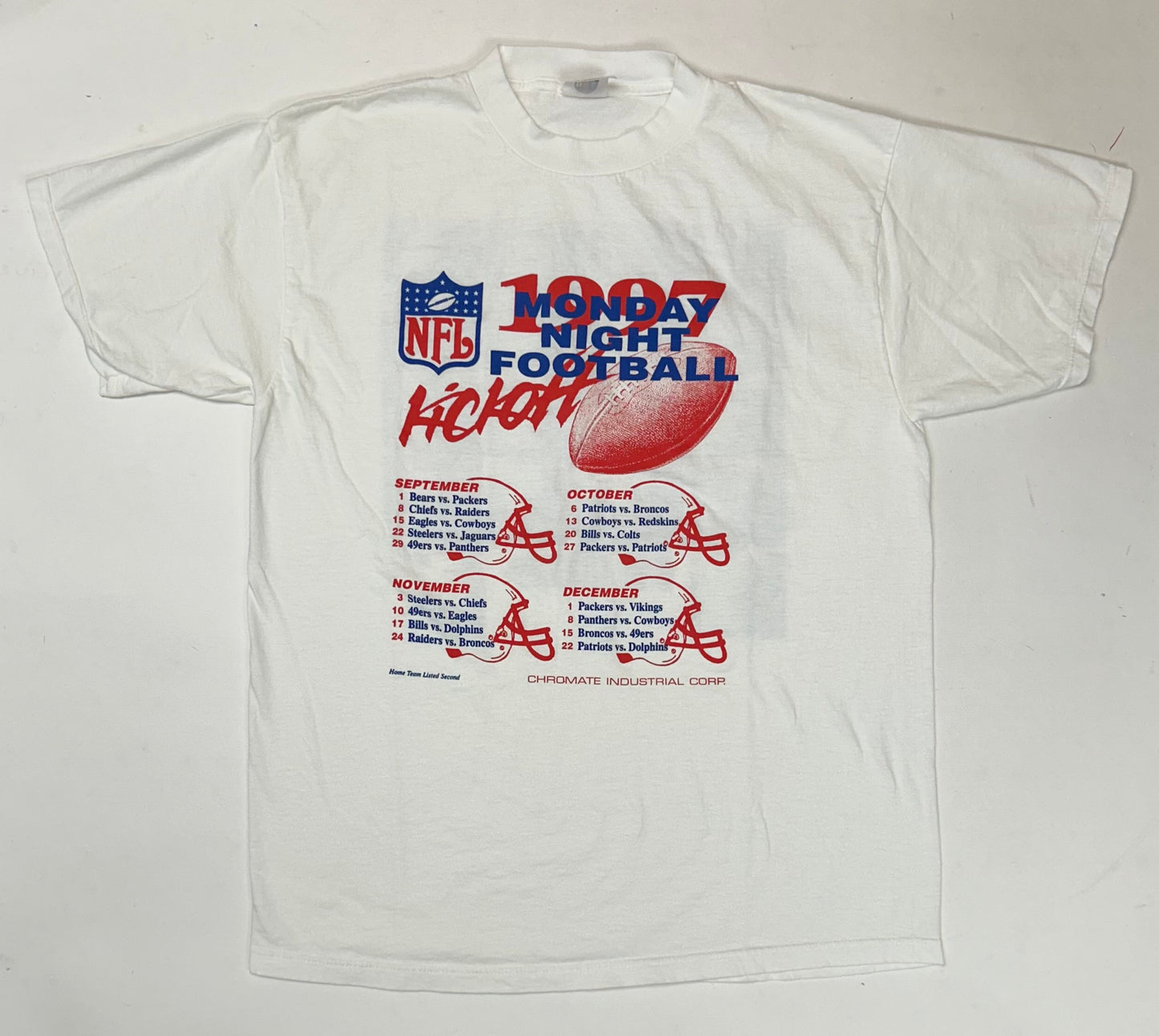 Vintage 1997 NFL Monday Night Football Kickoff Promo Tee XL