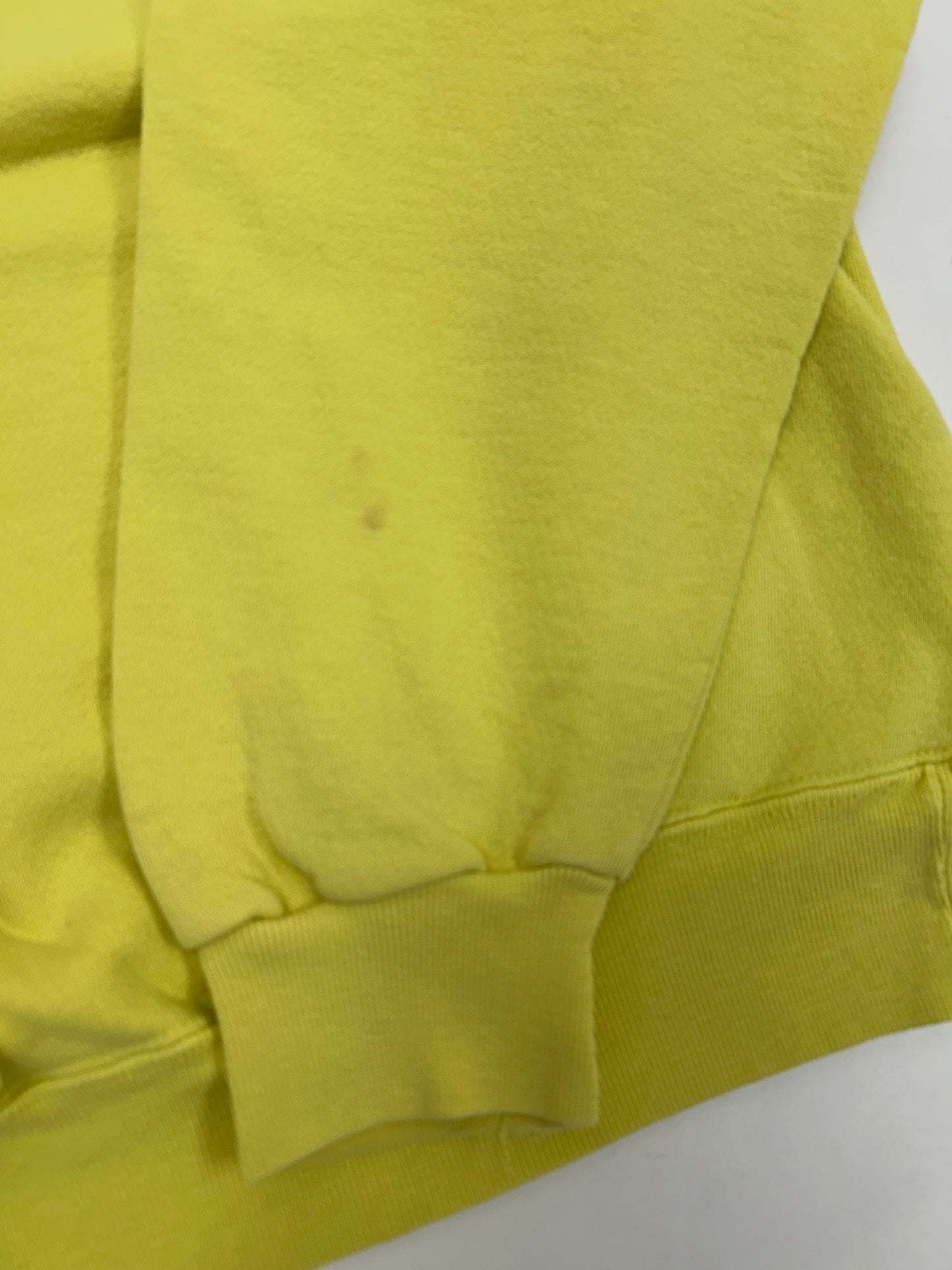 Vintage Champion Chest Script Logo Crewneck Sweatshirt Worn In Well Yellow USA Boxy Fit M/L 24.5x25 Inches As Is