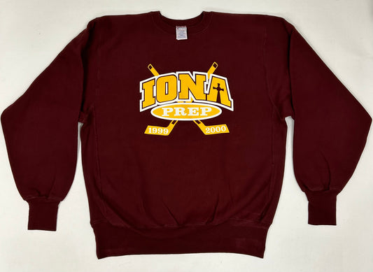Vintage Champion Reverse Weave Iona Prep Hockey 1999-2000 Crewneck Sweatshirt XL 26.25x30.25 Inches