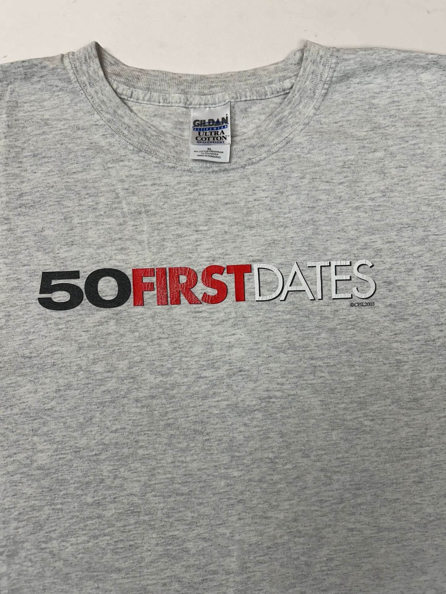 Vintage 2003 50 First Dates Adam Sandler Movie Promo Tee XL 24x30.25 Inches Gray