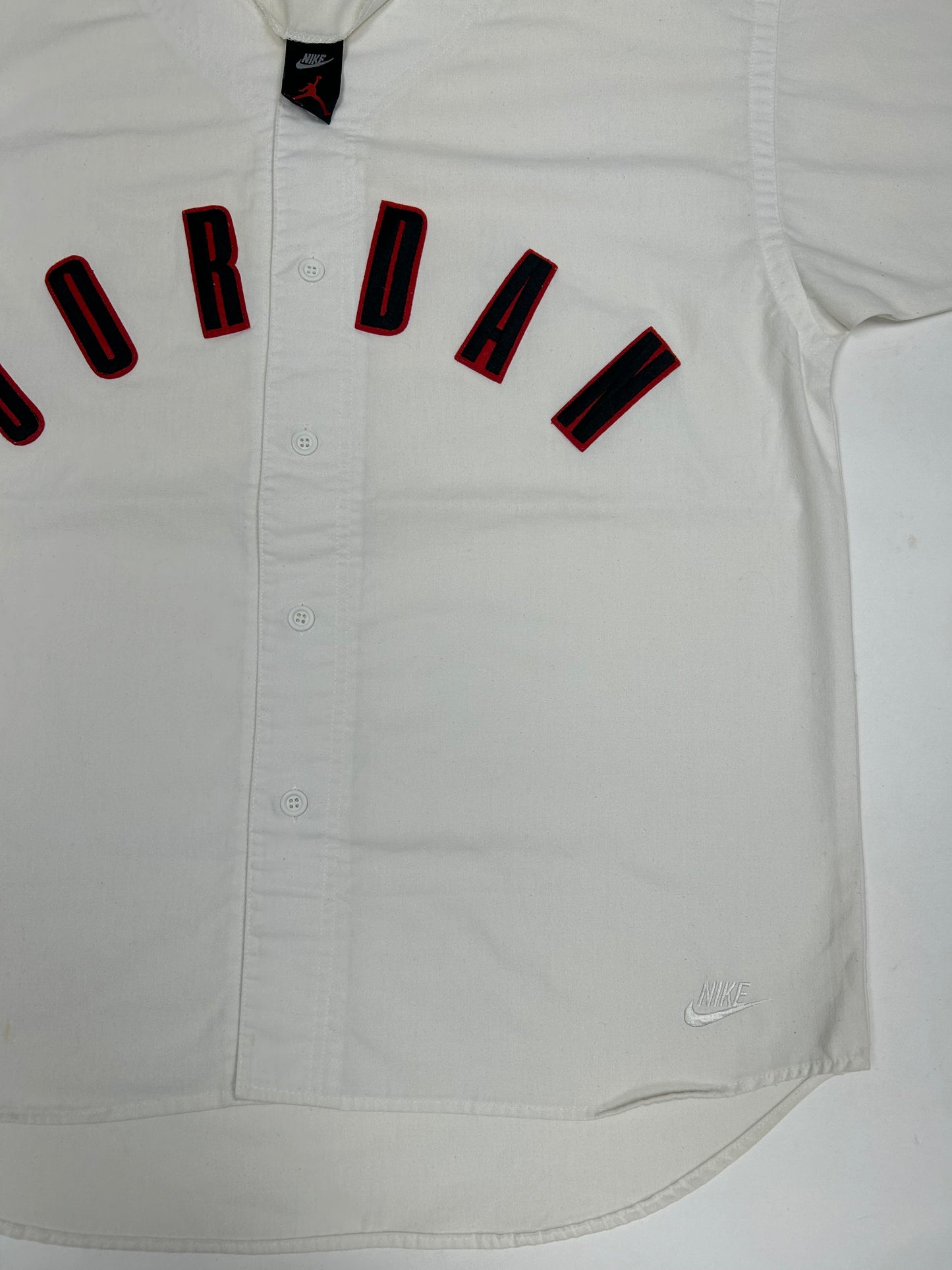 Vintage Nike Air Jordan 'Spellout Logo' Baseball Jersey White 1991 Rare XL