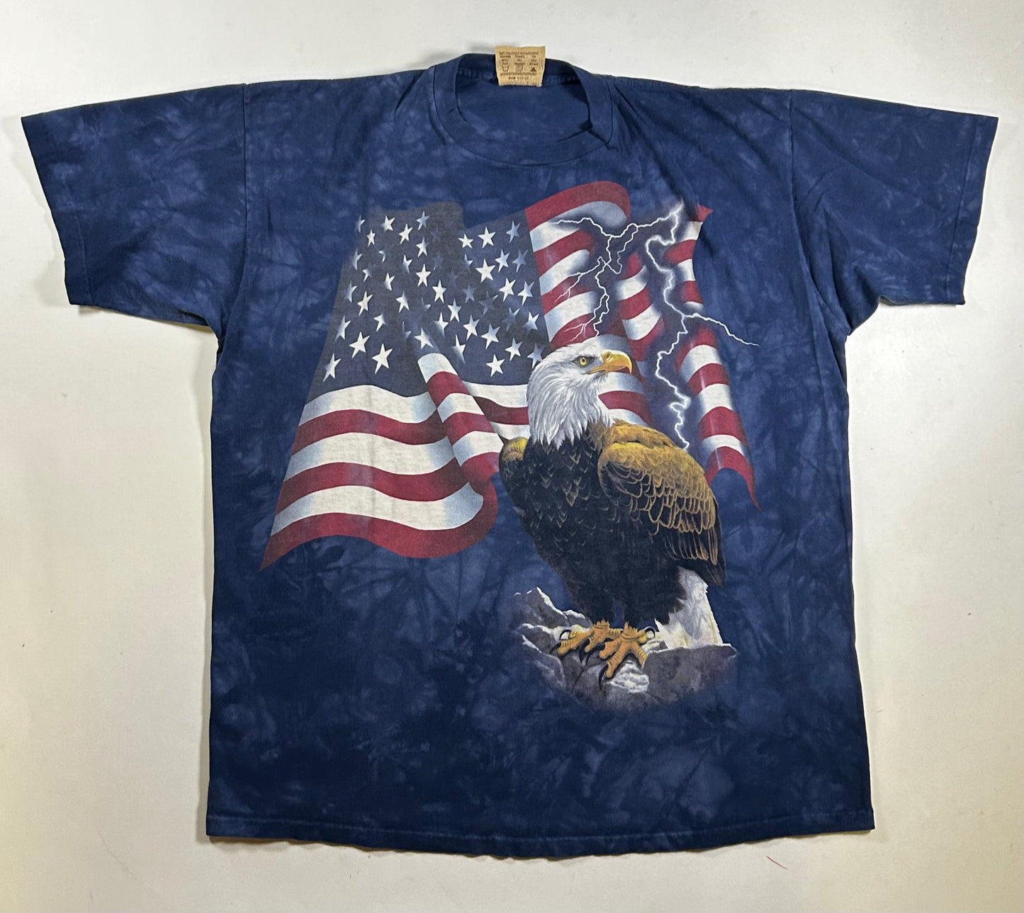 Vintage 2000s The Mountain American Eagle Blue Dye Tee XL 24.75x30 Inches