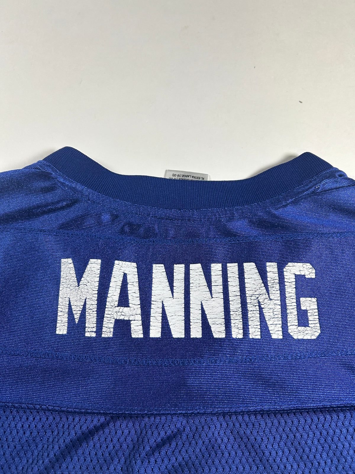 Reebok New York Giants Eli Manning NFL Jersey Blue Youth Size XL Adult Small Fit 21x28.25/30.75 Inches