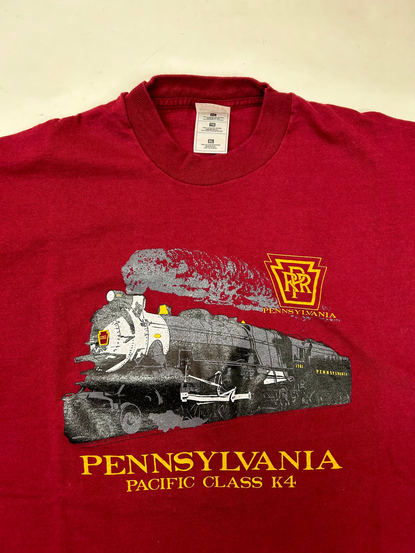 Vintage Pennsylvania Railroad Pacific K4 Single Stitch T-Shirt XL 23x30.25 Inches USA 1990s