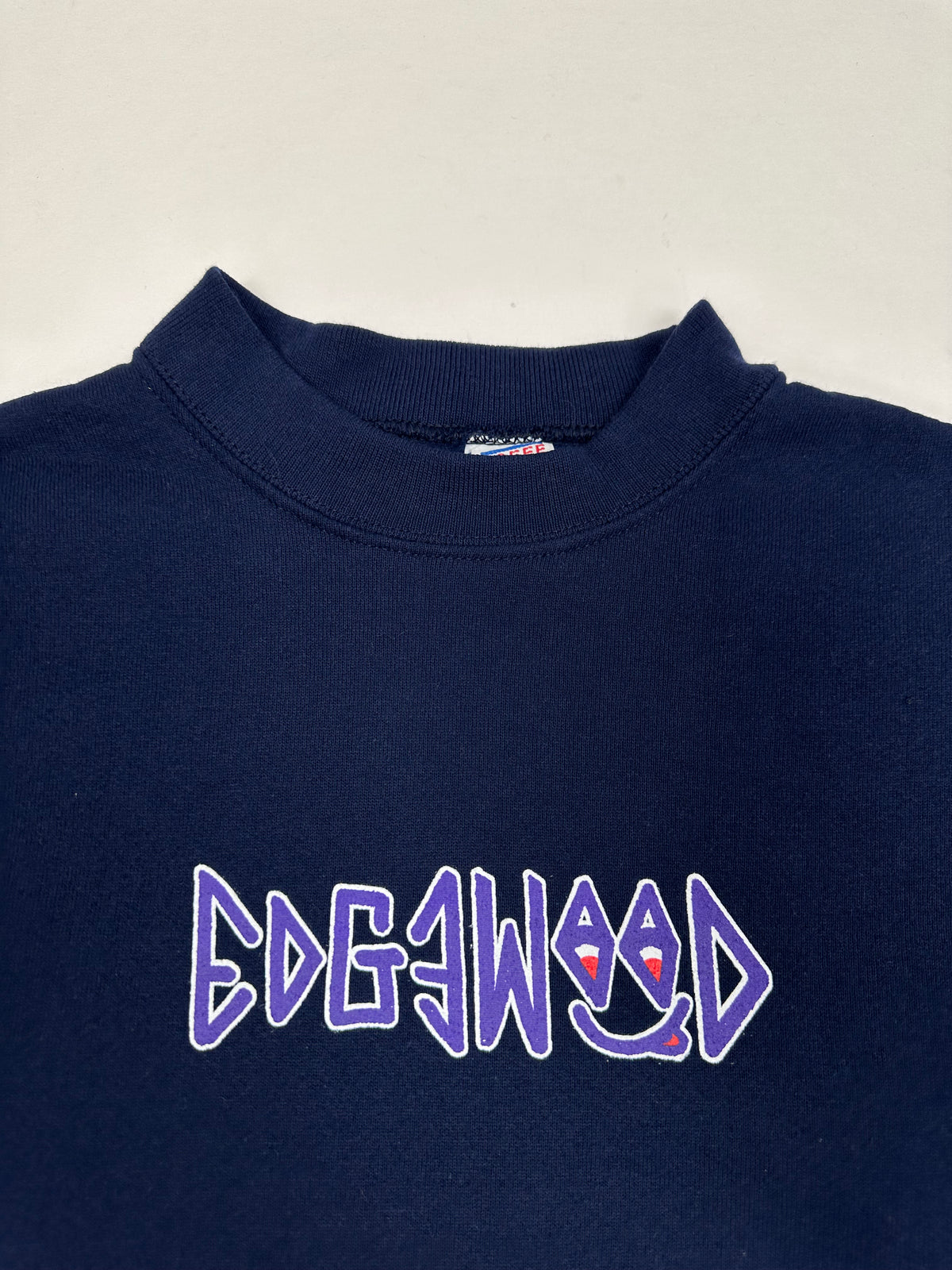 Edgewood NJ “Deeper Than The Roots.” First Edition Crewneck Sweatshirt Tagged Medium Can Fit Small 20.75x26.5 Soffee 90s 50/50 Navy Blue