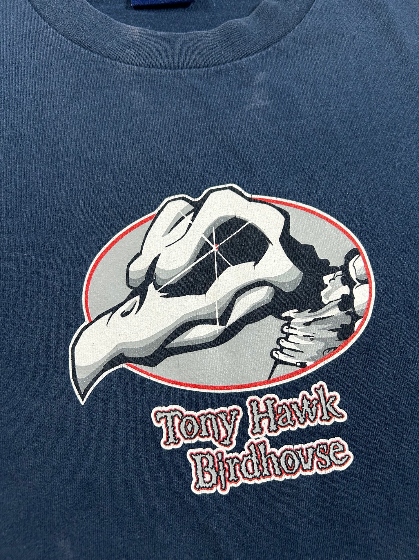 Vintage 90s Birdhouse Skateboards Tony Hawk Falcon 2 Graphic Skateboard Tee 1999 Large 21.5x30.25 Inches As Is
