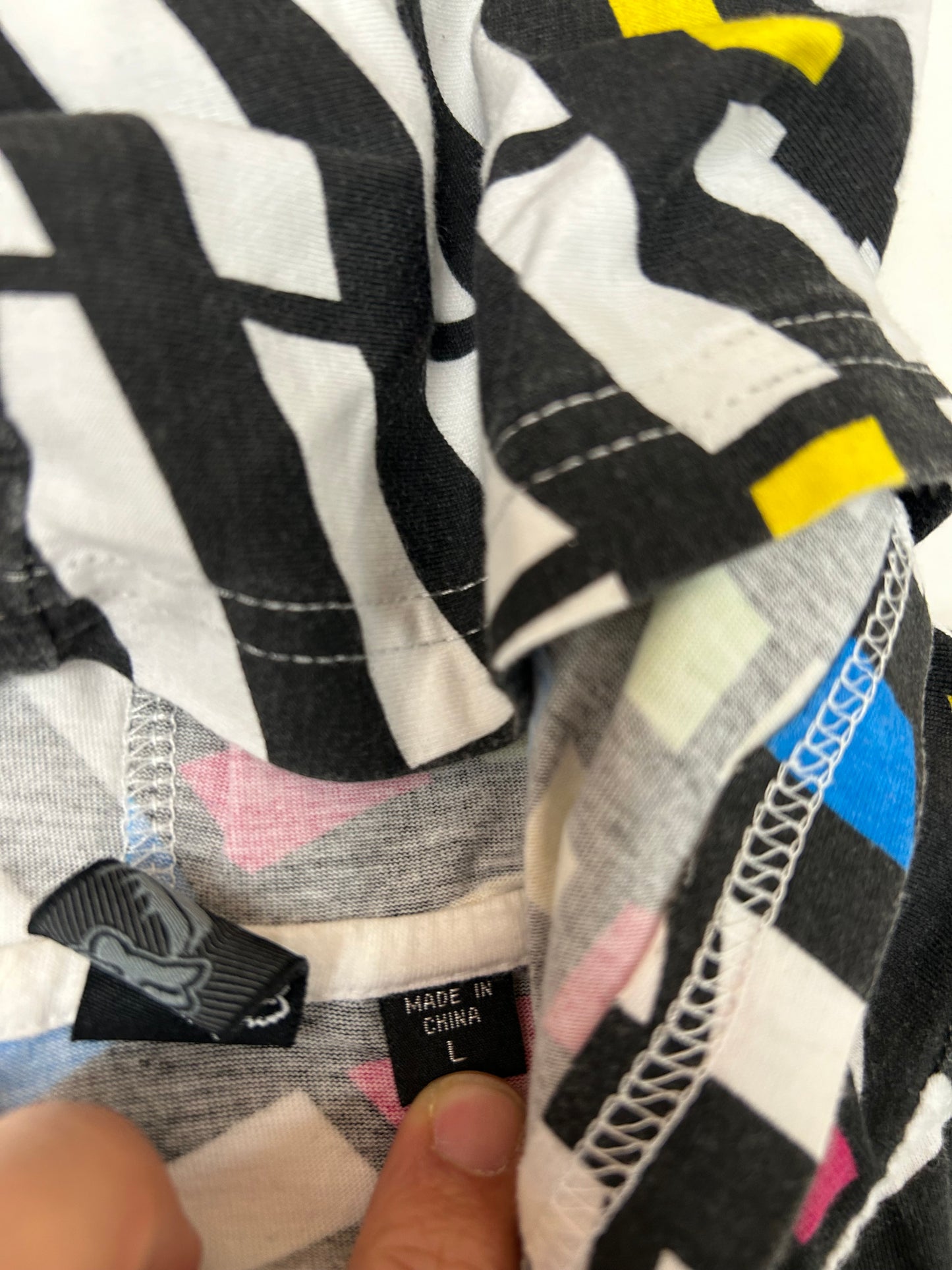 Vintage 00s Fox Racing Motocross Zip Up Abstract Thin Hooded Sweatshirt M/L Fit 22.75x28.75 Inches