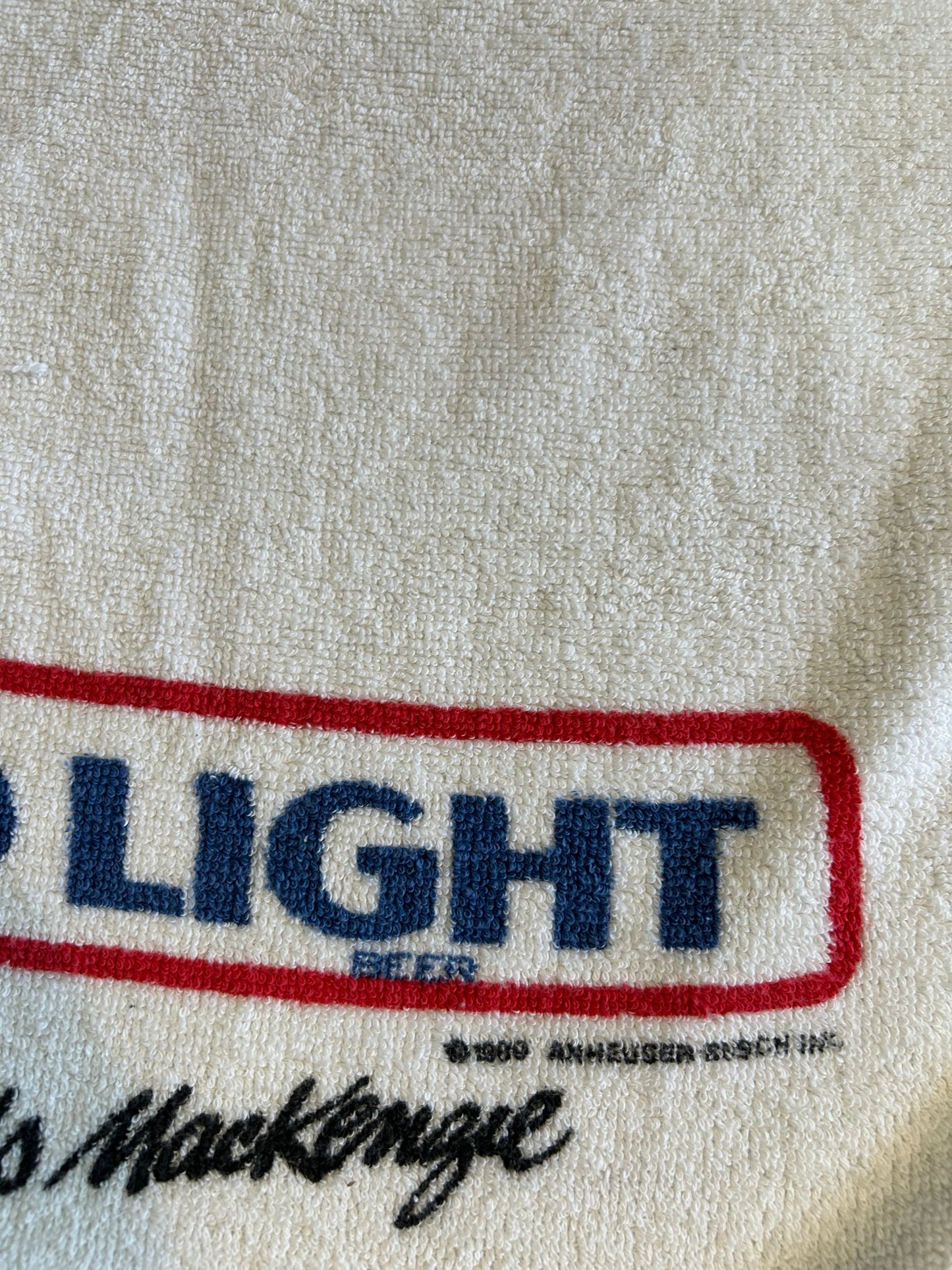 Vintage 1989 Meadowlands Bud light Beach/Pool Towel 100% Cotton About 29x56.25 Inches