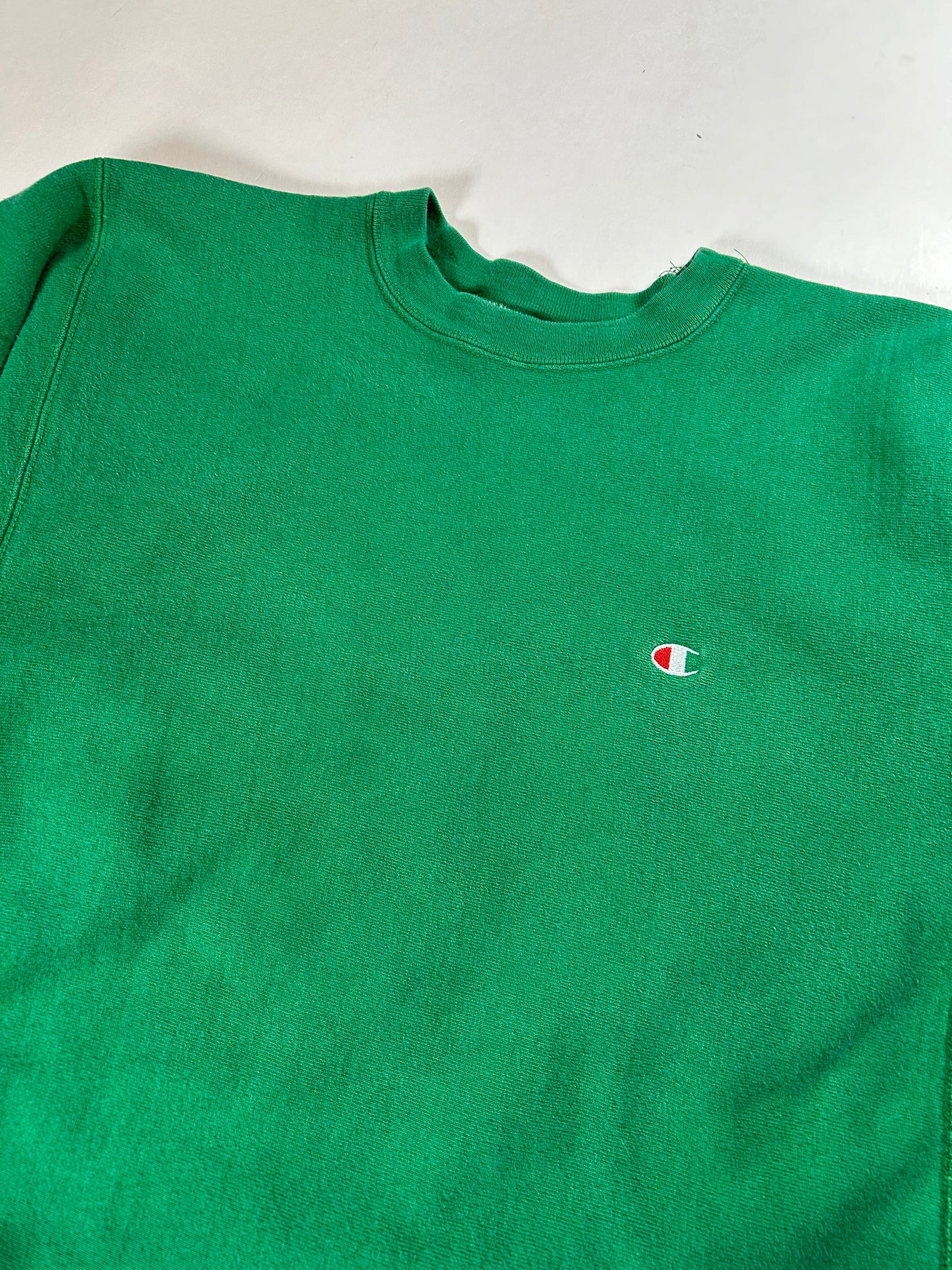 Vintage 80s Champion Reverse Weave Kelley Green Crewneck Sweatshirt 22.25x28.25 Inches Mediumish Fit