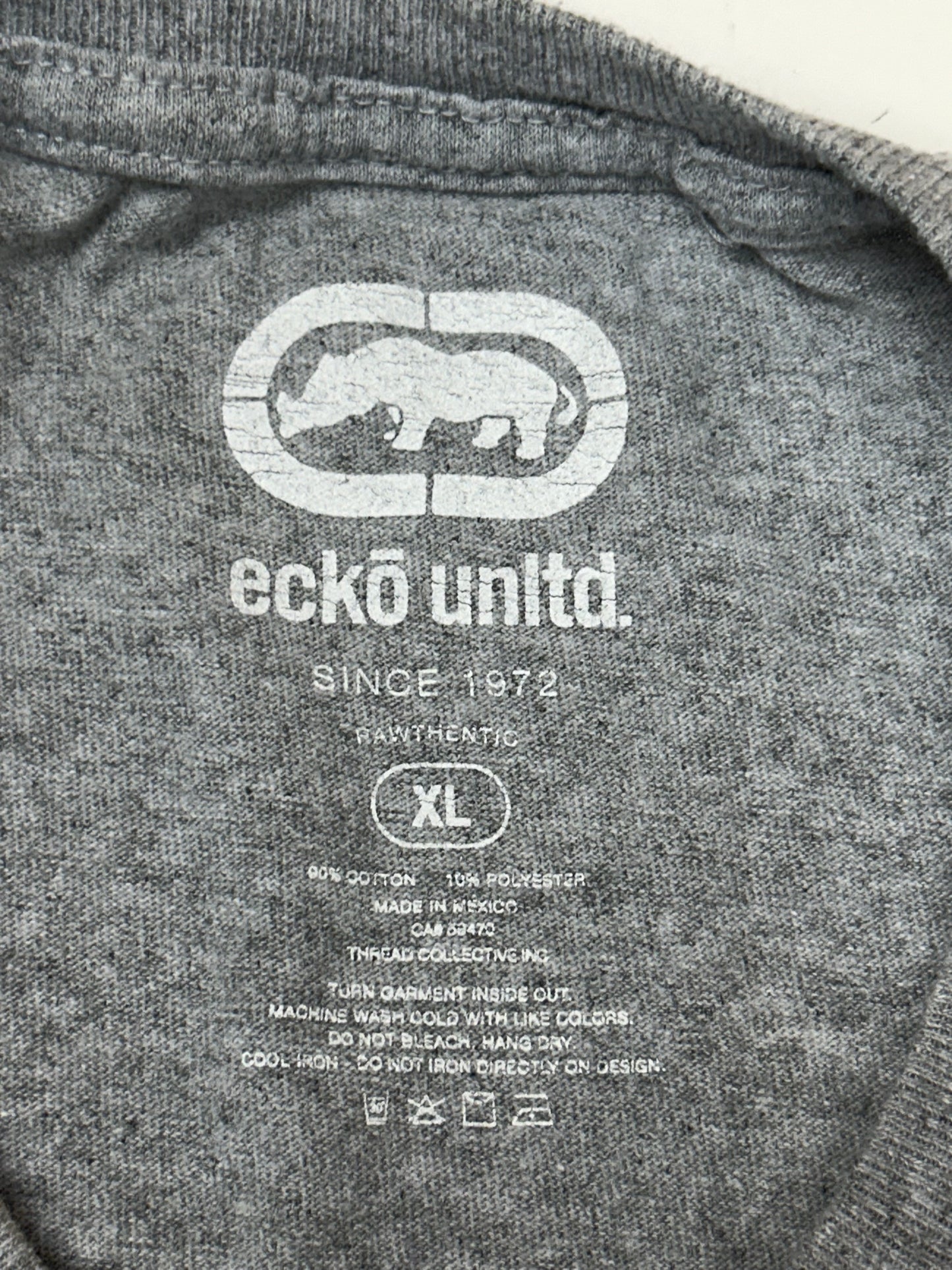 00s Eckō Unlimited Rhino Graphic Tee XL 23.75x29.75 Inches Gray