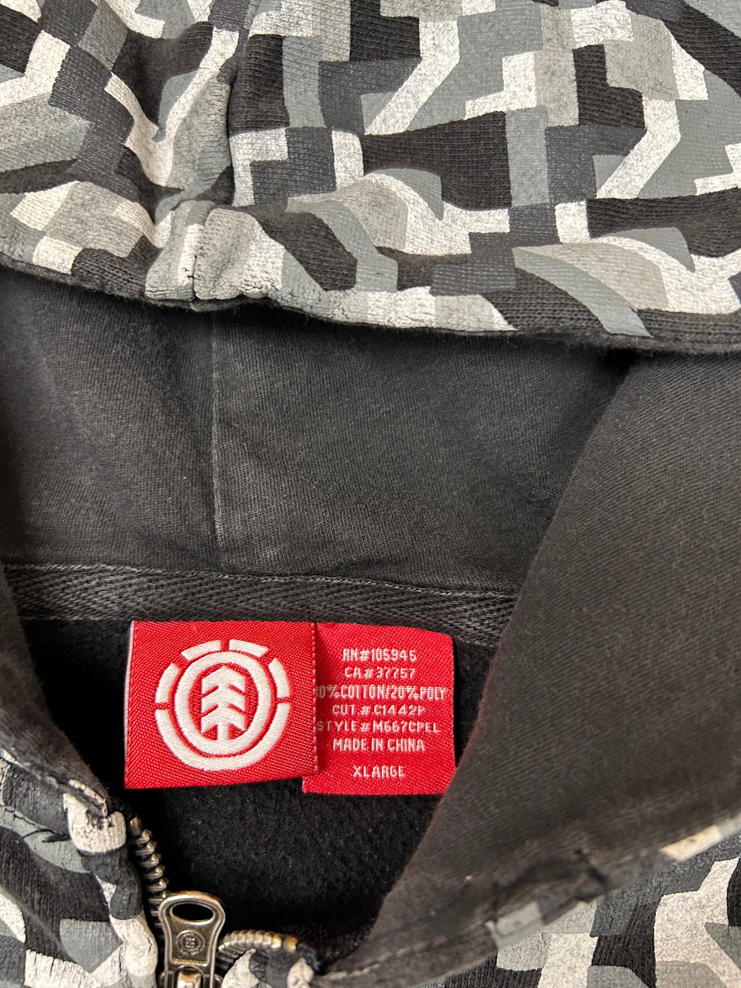 Vintage Element Skateboards Zip Hooded Sweatshirt Graphic Y2K XL 26x31.5 Inches Skate 2000s