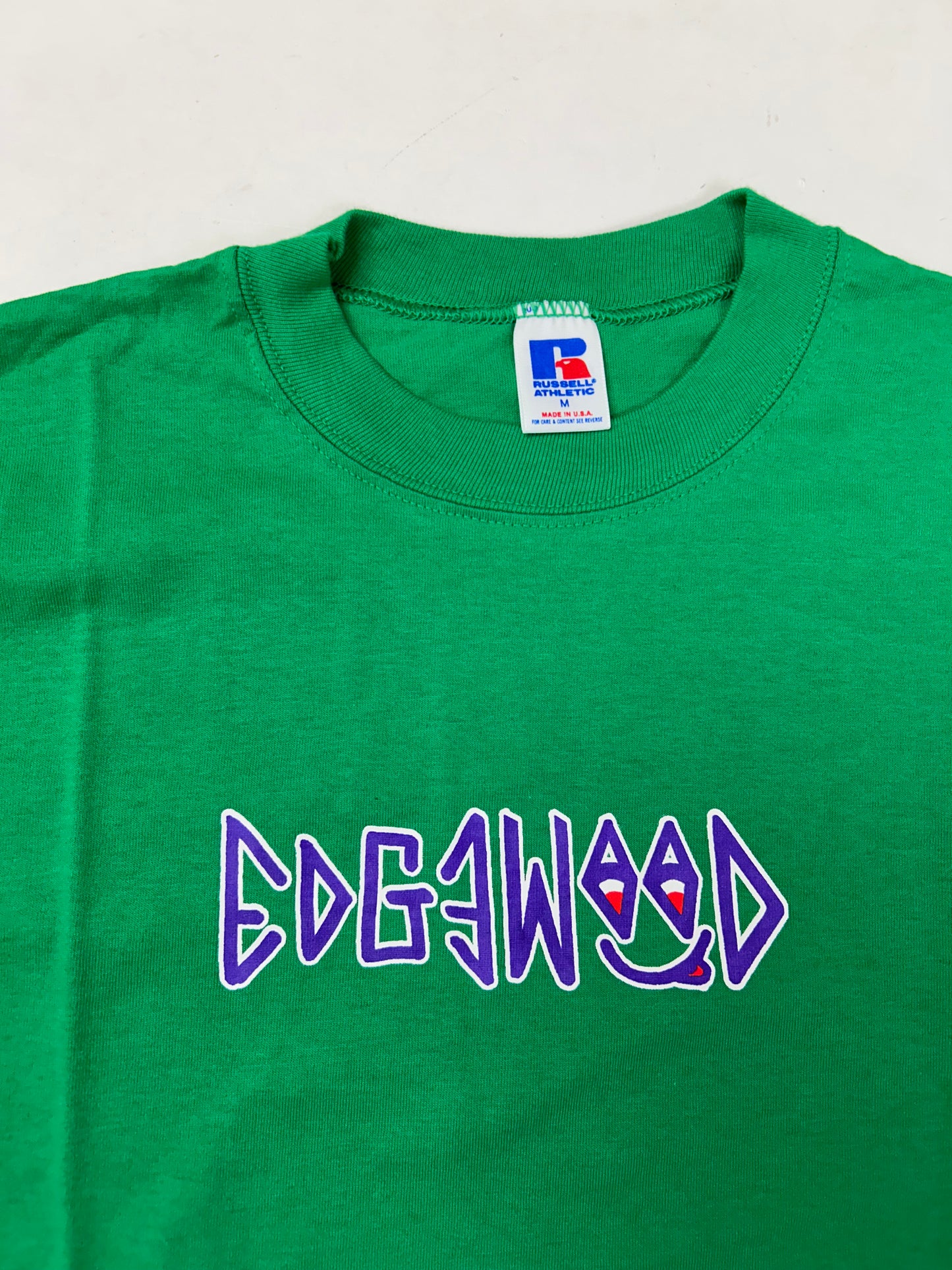 Edgewood NJ first edition “Deeper Than The Roots.” Tee Medium 90s Russell Athletic USA 100% Cotton Kelley Green DS With Tag