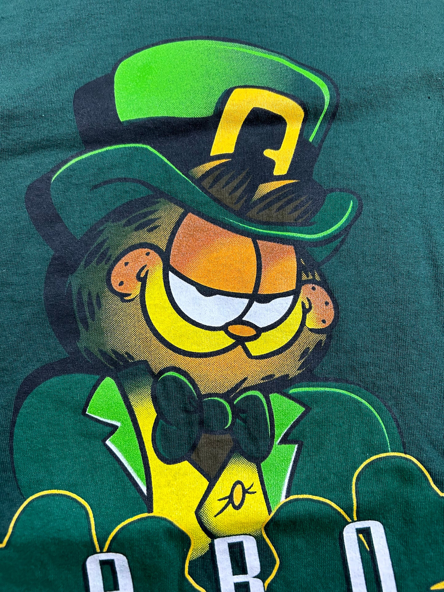 Vintage 90s Garfield Blarney Wear St. Patrick’s Day Shirt Paws Size XL 23.5x32.5 Inches Green