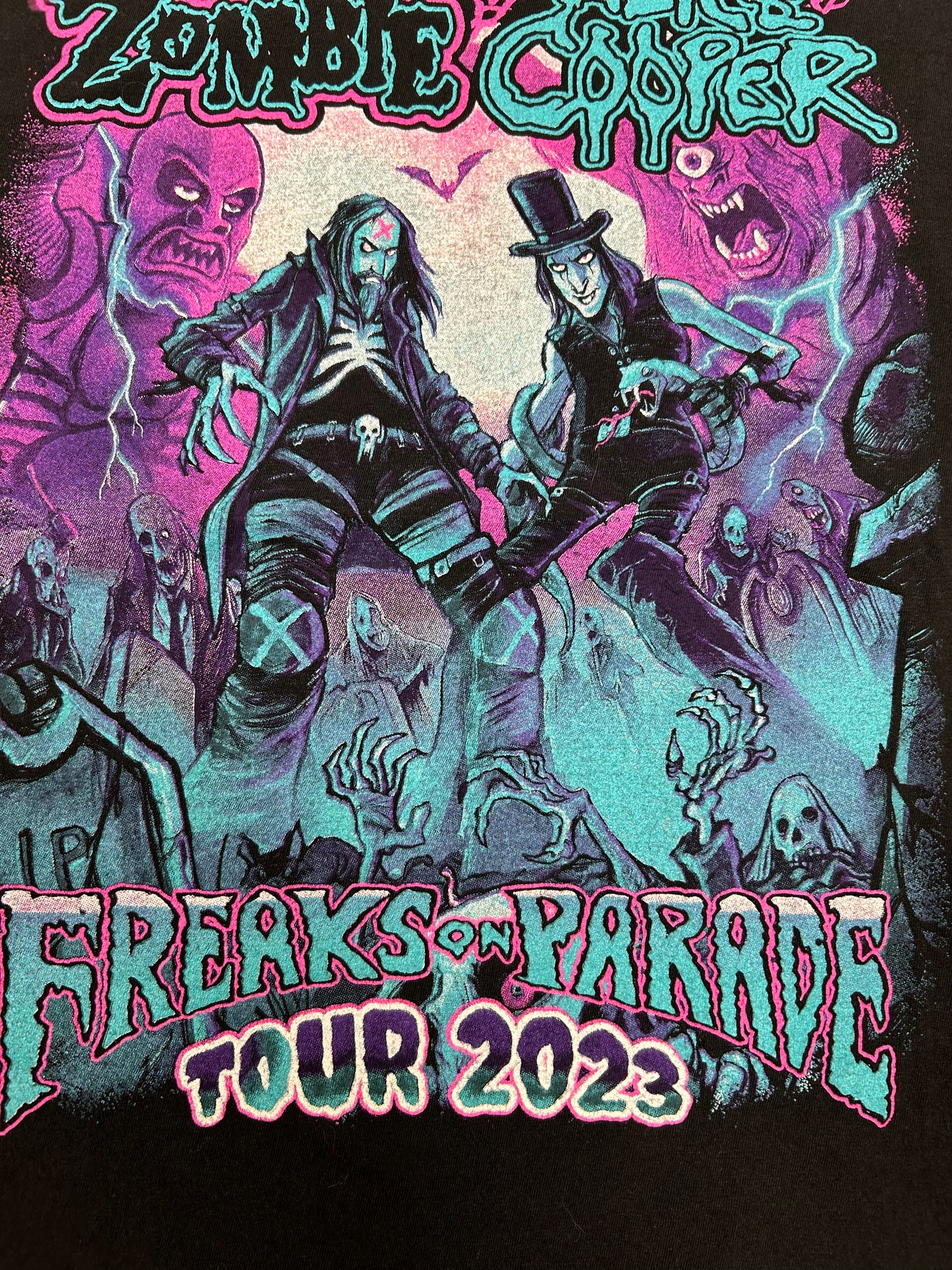 Rob Zombie & Alice Cooper Freaks on Parade 2023 tour shirt Medium T-SHIRT Black