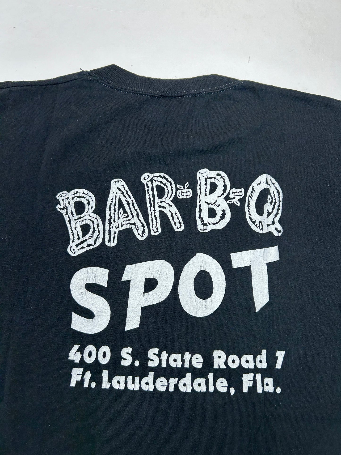 Vintage Russel Athletic Munch On My Ribs BBQ Spot Ft Lauderdale Fl M/L 21.5x26 Inches As Is