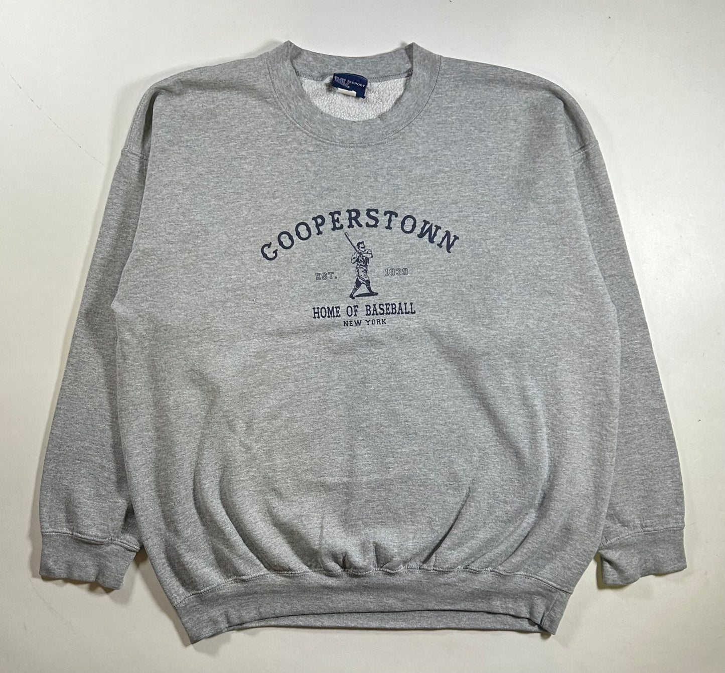 Vintage Cooperstown Home Of Baseball New York Crewneck Sweatshirt XL 25.75x28.25 Inches As Is Gray