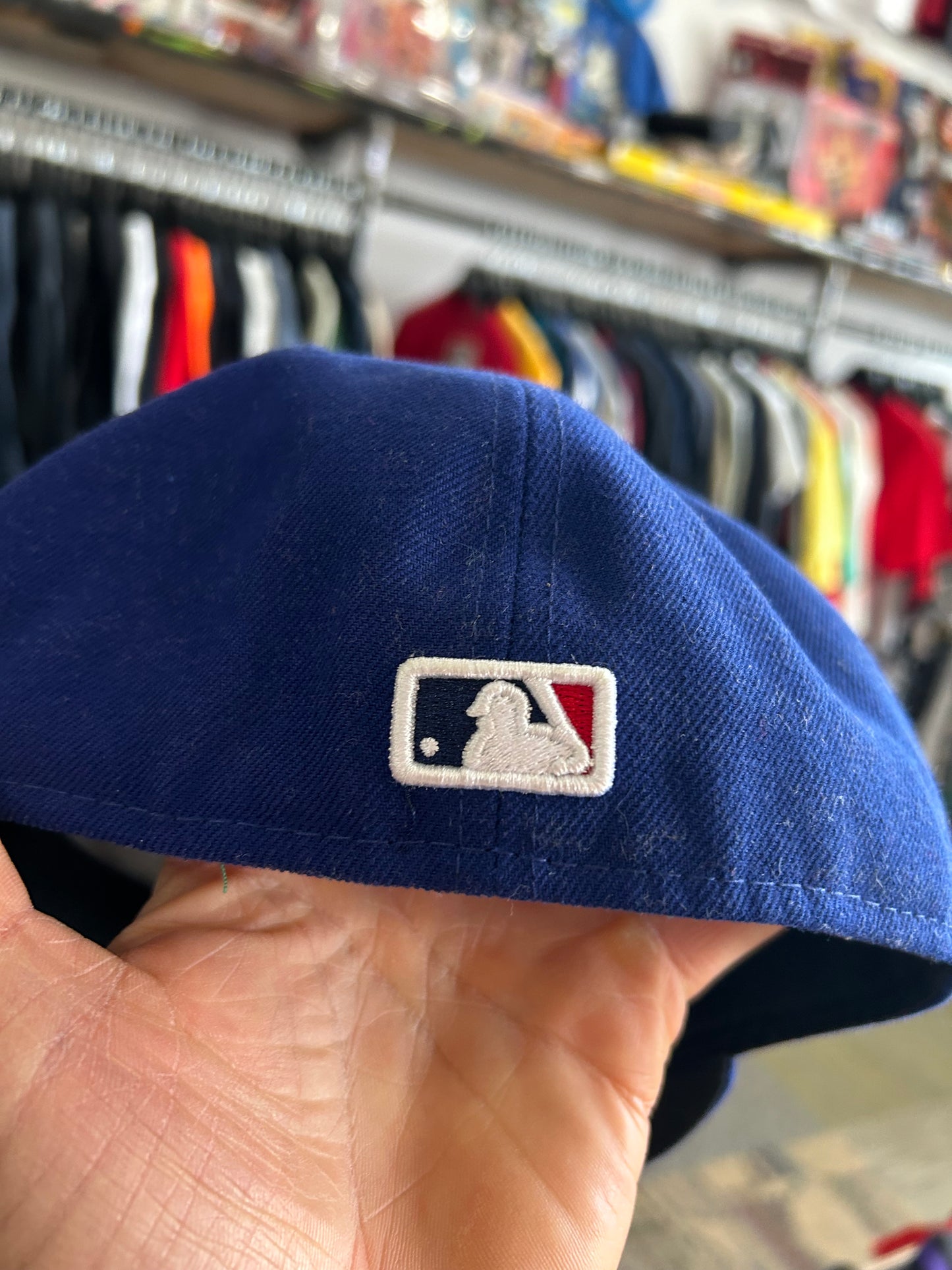 Los Angeles Dogers NewEra Hat Fitted Cap Adult Size 7 1/4 Blue LA Logo Polyester China