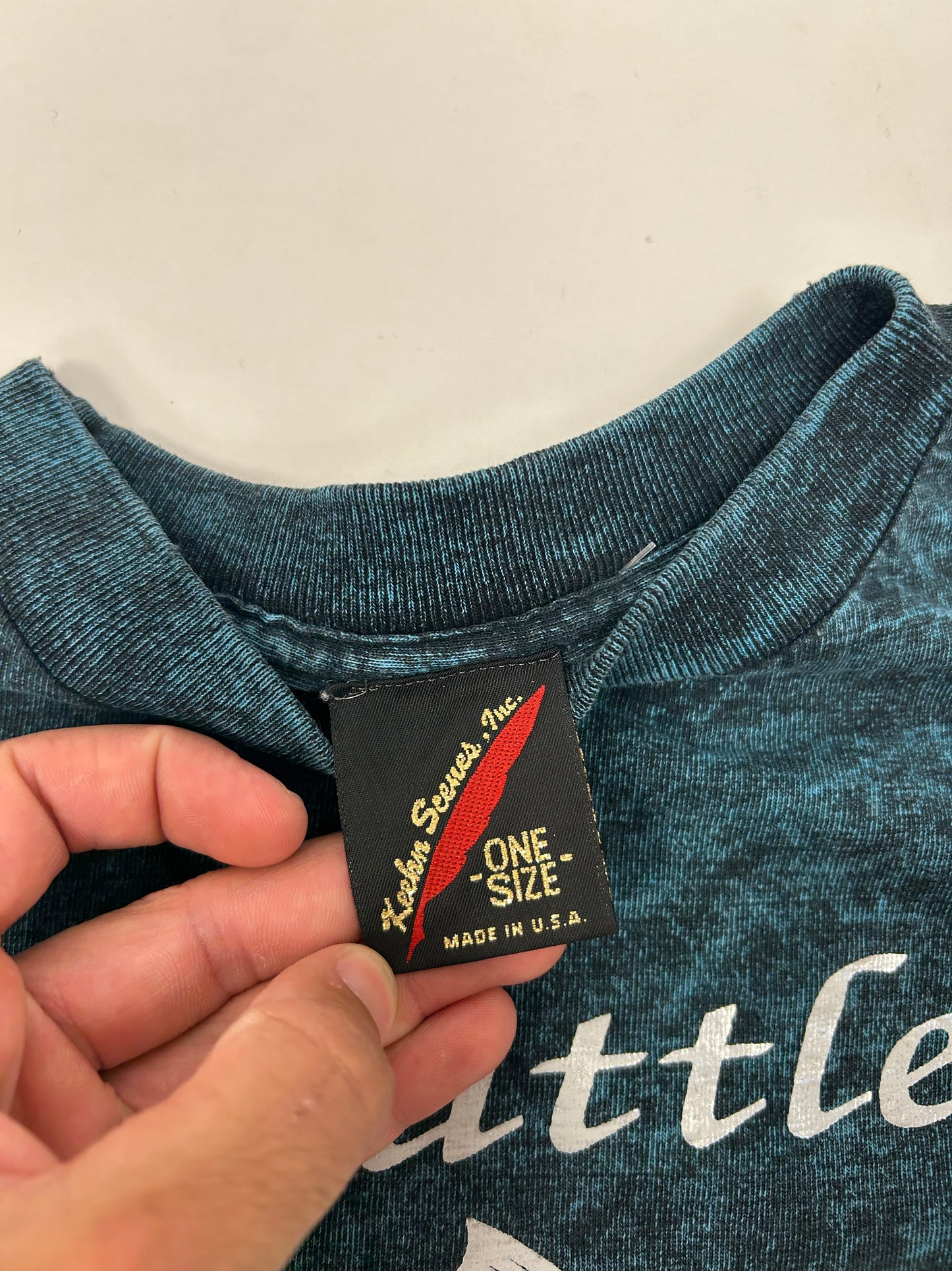 Vintage 90s Seattle Washington Trout Fish Green Dye Tee Tagged OSFA Boxyish L/XL Fit 23.5x27.75 Inches