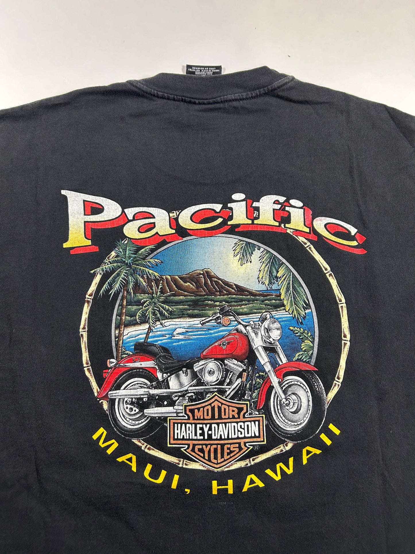Vintage Harley-Davidson Motorcycles Pacific Maui, Hawaii 'A Ride in Paradise' XL 23.25x30 Inches