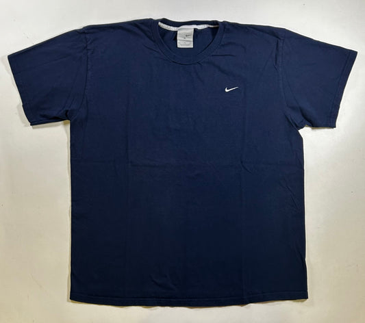 Vintage 2000s Nike Embroidered Chest Swoosh Logo Tee XL 24.25x29.5 Inches Navy