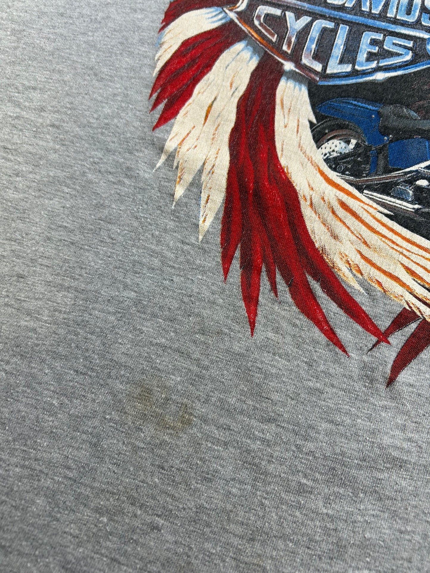 Vintage 2000s Harley Davidson Motorcycles Kosco Kinnelon, NJ American Eagle Tee Large 21.5x29 Inches V-Neck Cut As Is Has Mark