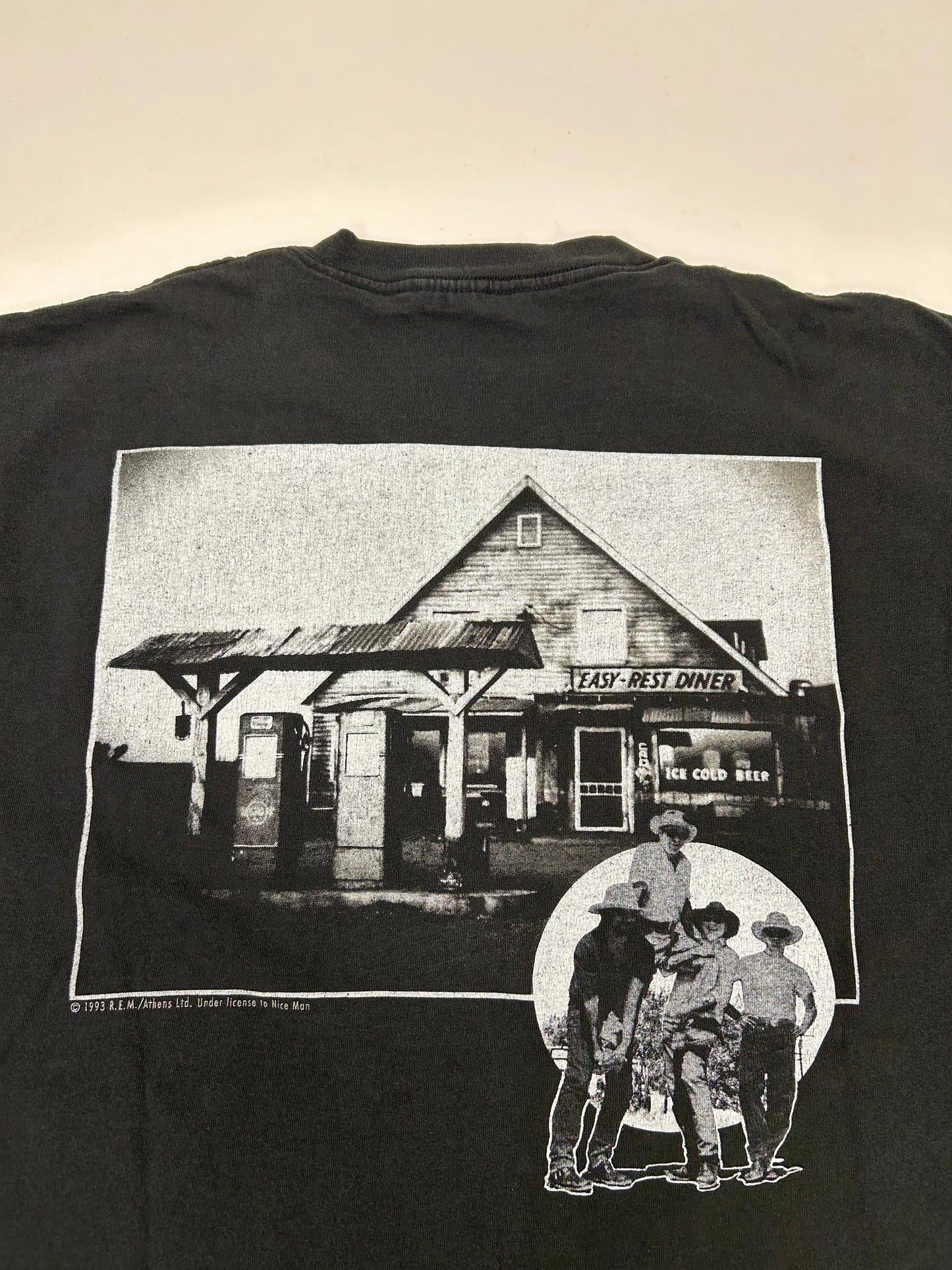 Vintage 1993 R.E.M. Easy Rest Diner Music Band Tee Nice Man Tag XL 23.25x29 Inches Faded REM