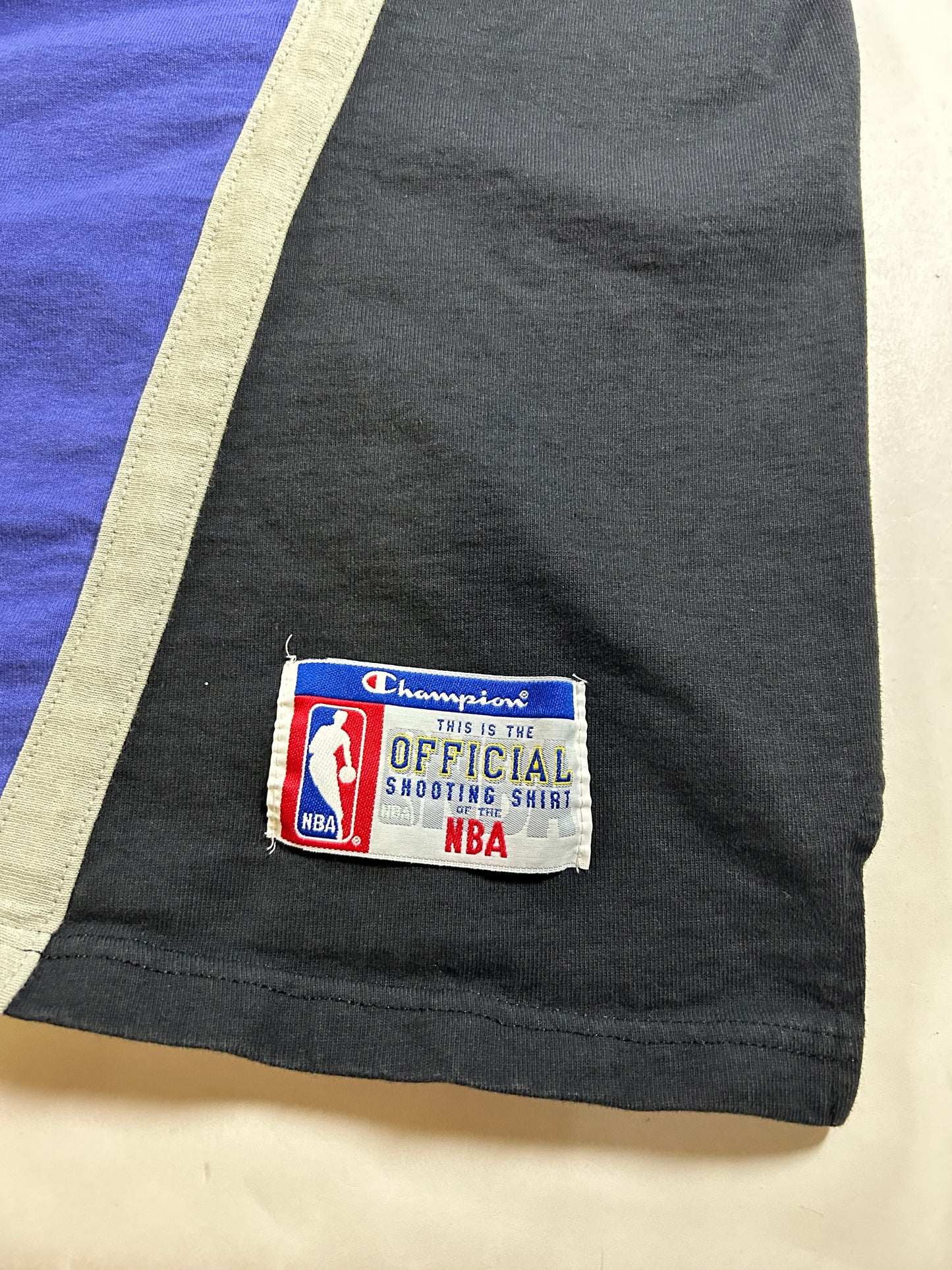 Vintage 90s New York Knicks Champion Authentic Shooting NBA Shirt XL 26x30.25 Inxhes As Is Has Faint Stain On Front Near V-Neck Area