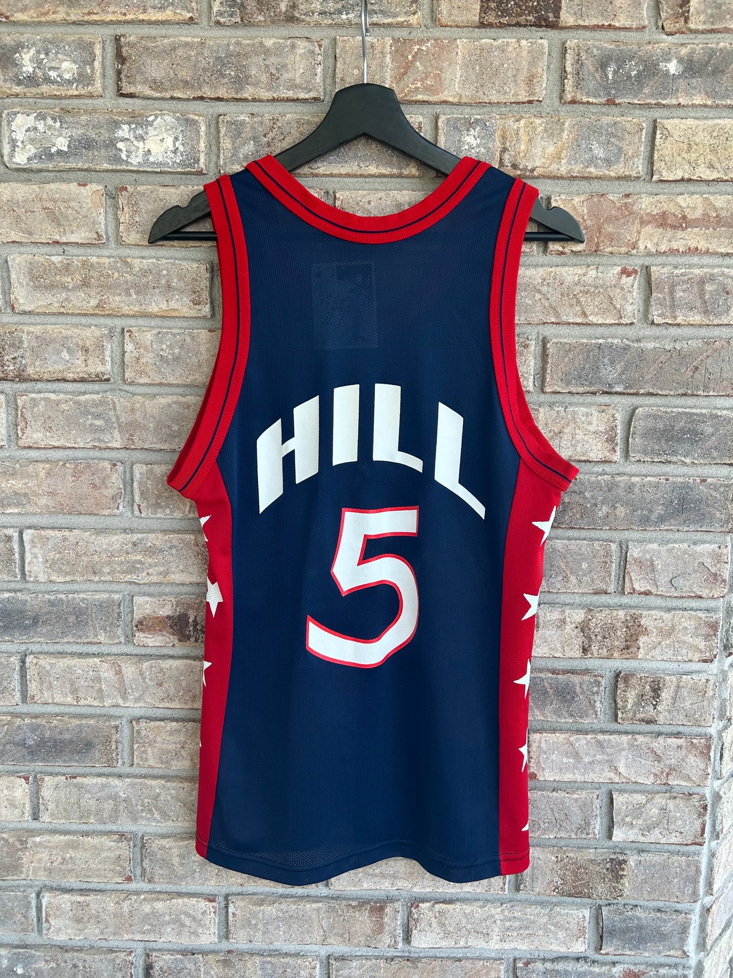 Vintage 90s Champion Team USA Grant Hill #5 Men’s Basketball Jersey Adult Small 36 17.25x27.75 Inches