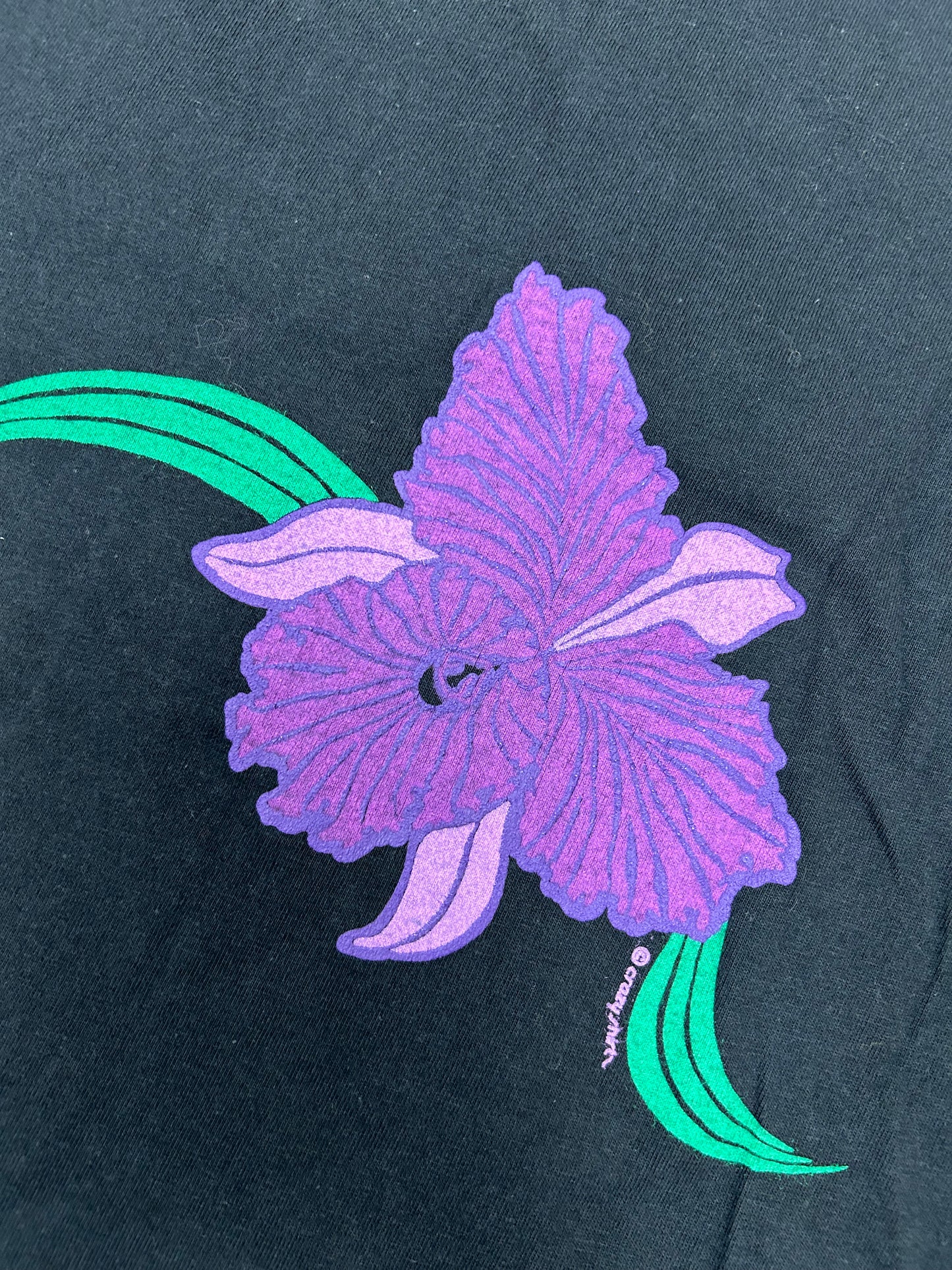 Vintage Crazy Shirts Hawaii T-Shirt Floral Iris Single Stitch Women’s Small 19.25x23.5 Inches USA