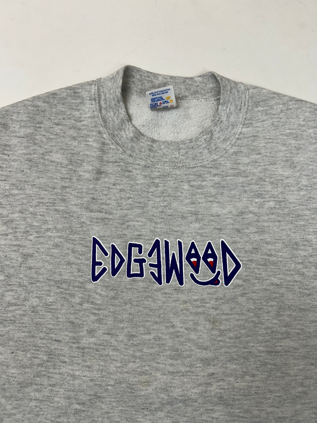 Edgewood New Jersey Deeper Than The Roots Crewneck Sweatshirt Jerzees Tag 50/50 Blend USA Heather Gray Thin Boxy Fit 24.5x25.75 Inches As Is