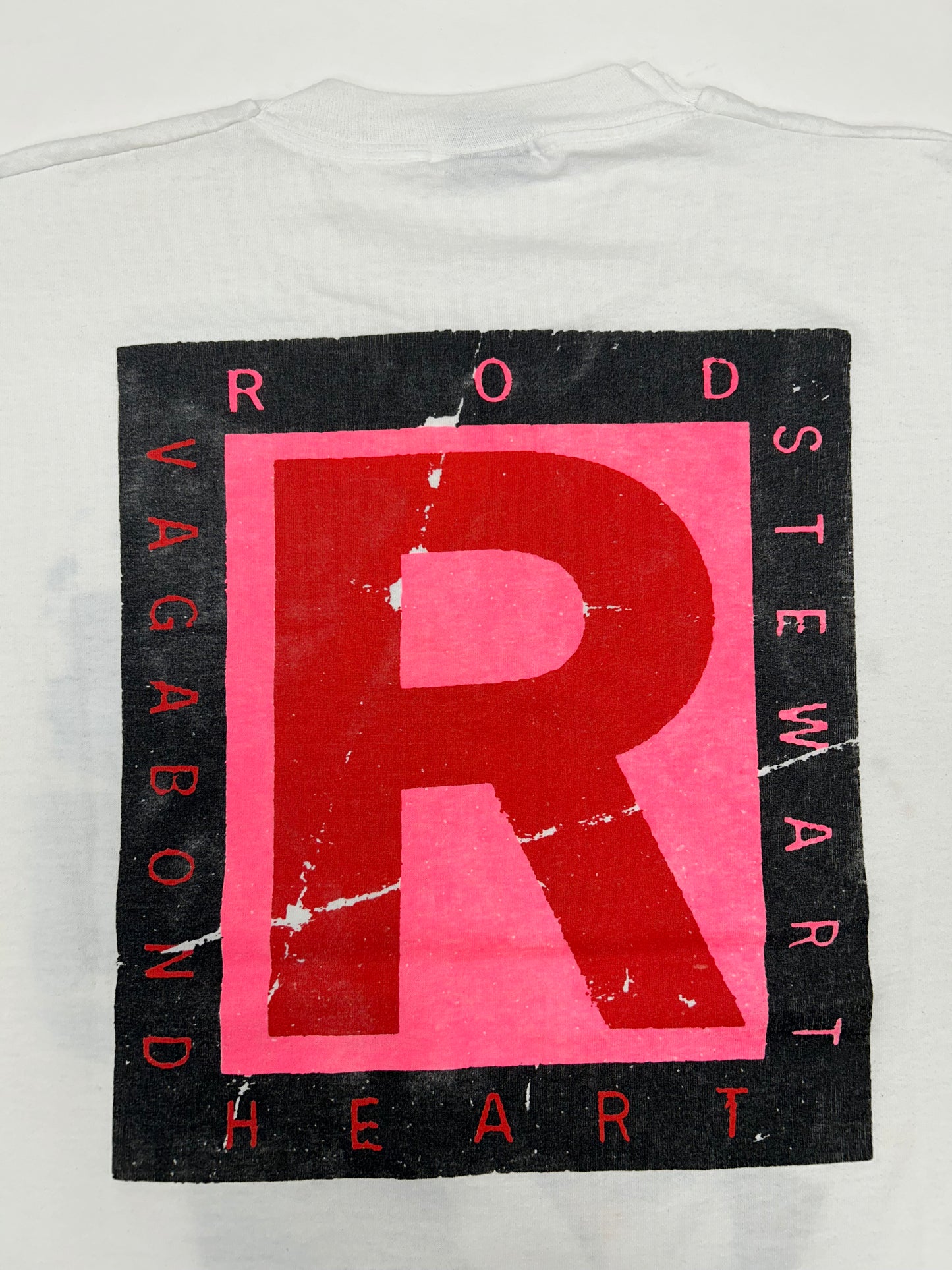 Vintage Rod Stewart Vagabond Heart Tour 1991 Music Band Tee Large Fit 22.75x27.75 Inches As Is