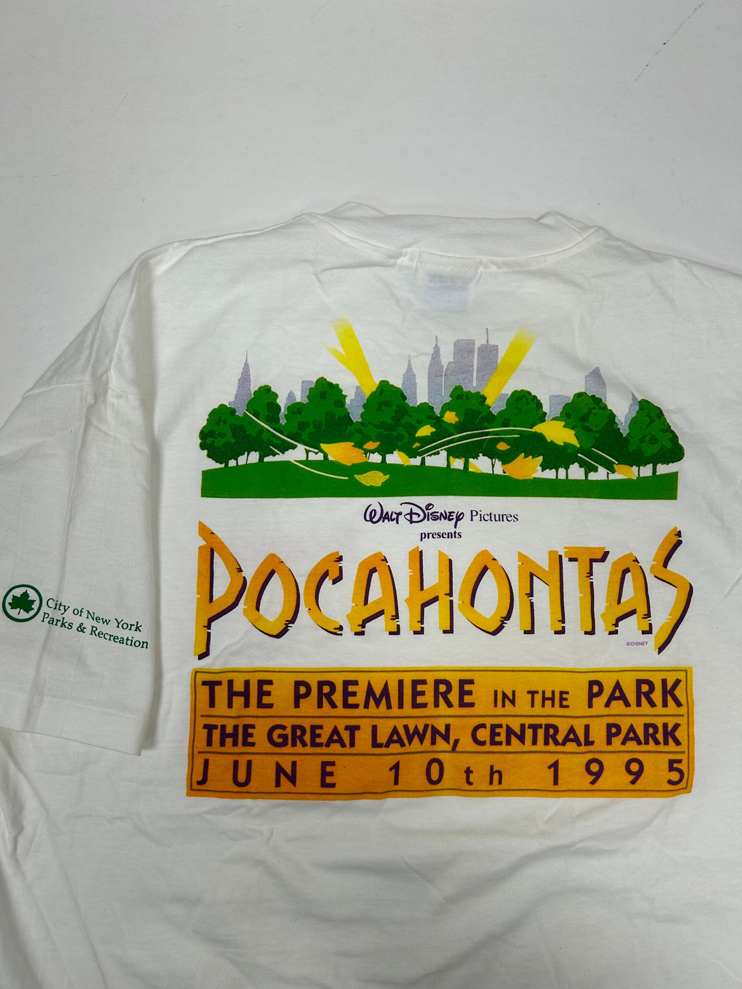Vintage 90s Pocahontas The Premiere In The Park Central Park Disney Movie Promo Tee XL 24.25x31 Inches Clean
