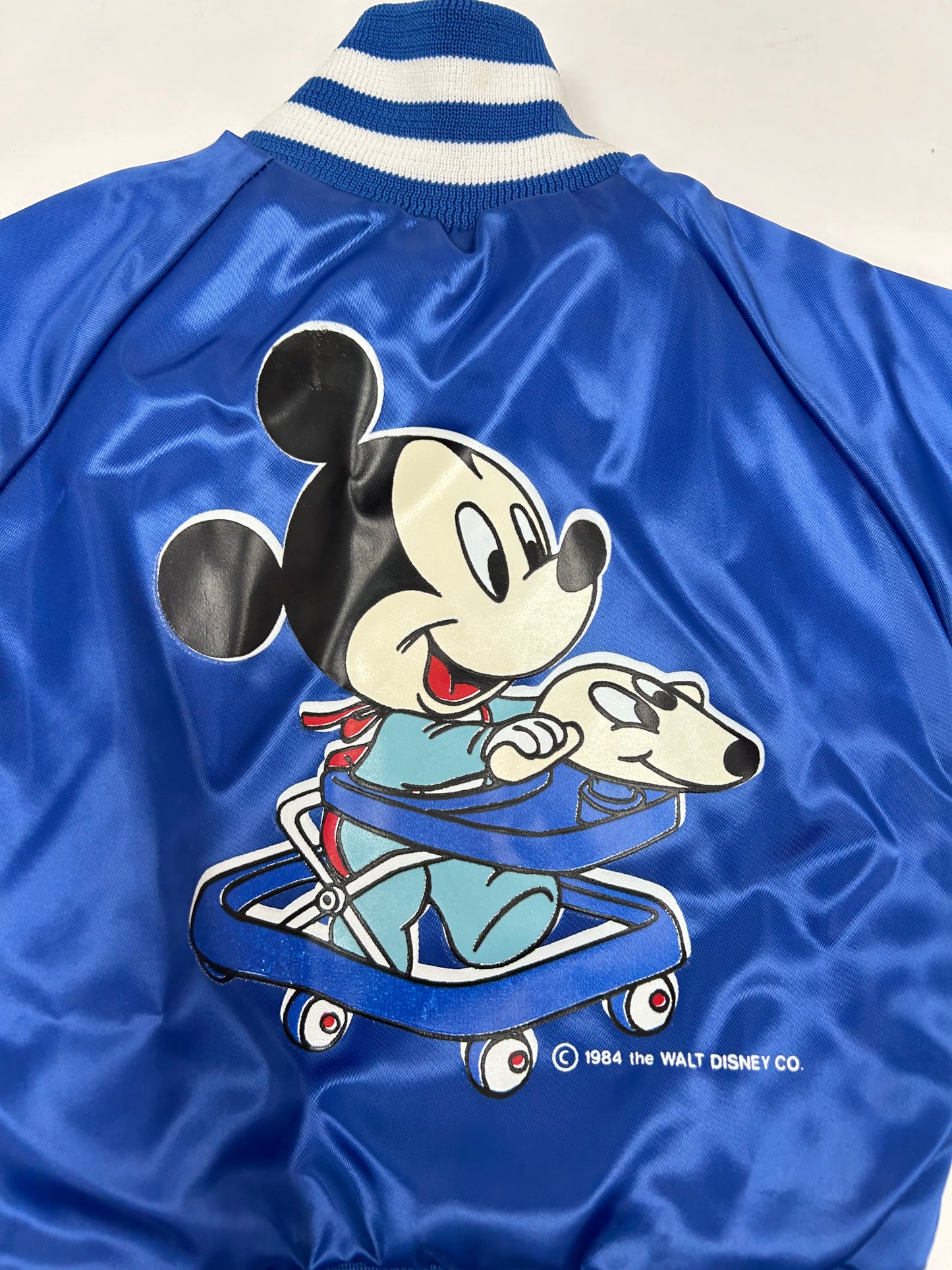 Vintage Chalk Line 1984 DISNEY BABIES Mickey Mouse Satin Snap Jacket Size 6 Months 11.25x14 Inches