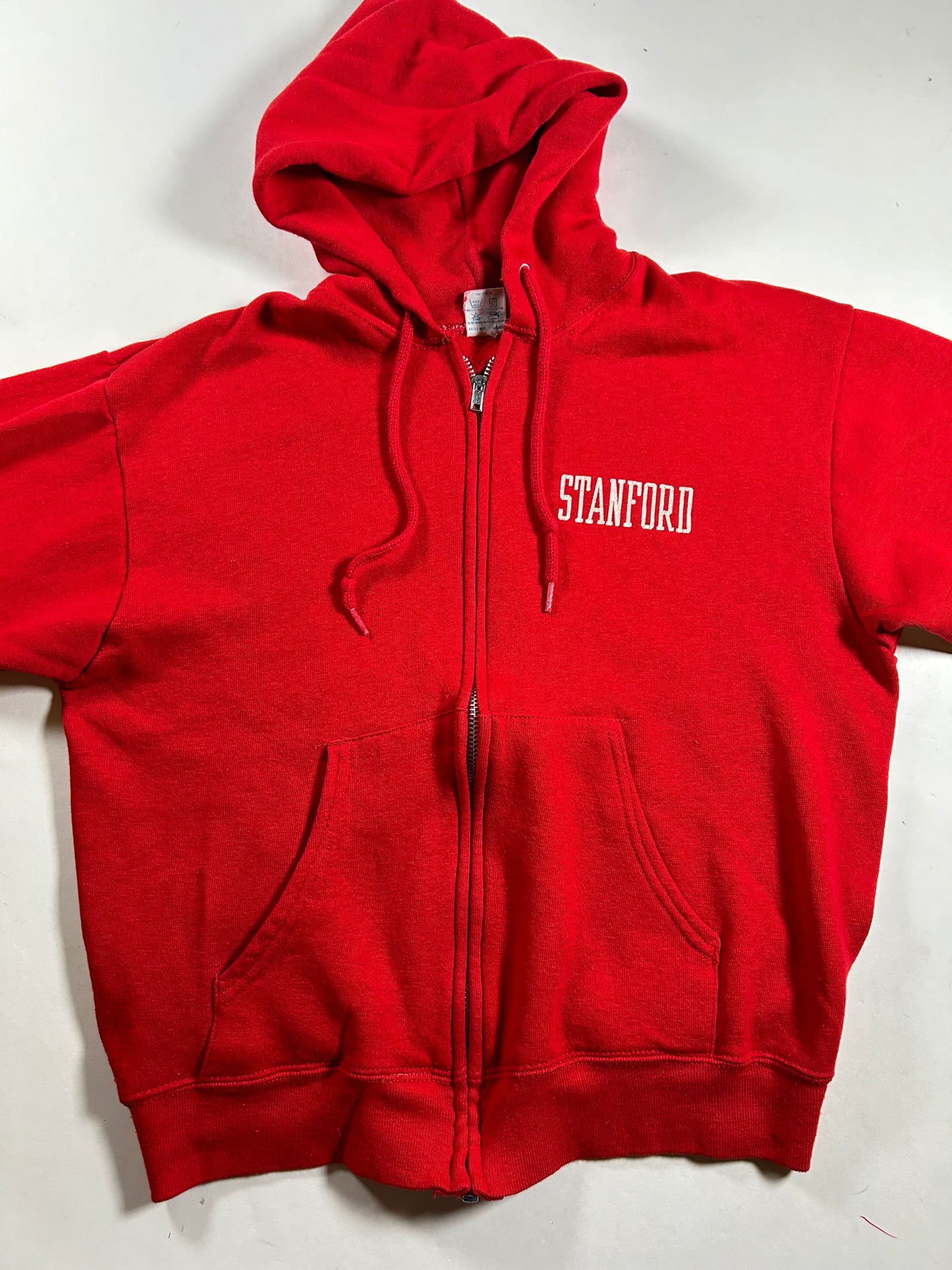 Vintage 80s Artex Stanford University Zip Up Hoodie Sweatshirt Made in USA 21x23 Inches
