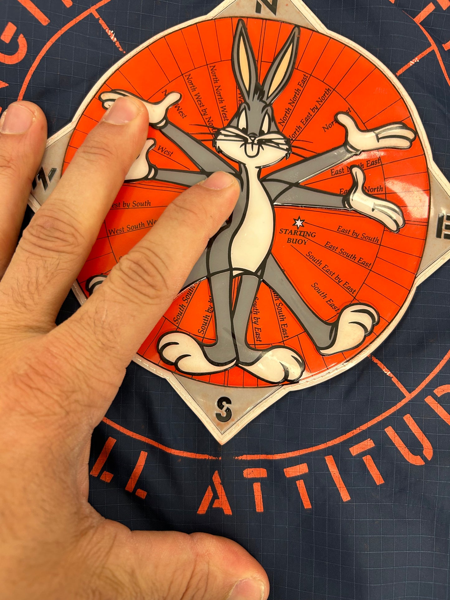 Vintage 1996 Warner Bros. Looney Tunes Bugs Bunny Longitude/Latitude Windbreaker Jacket Large 27.25x29.25 Inches Can Fit XL