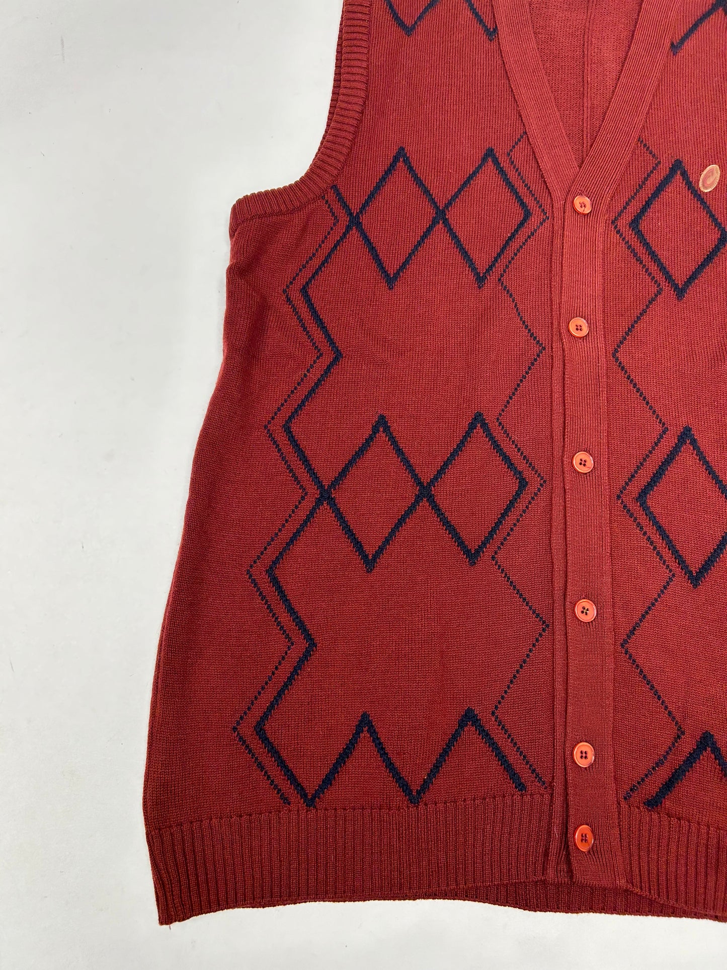 Casablanca V Neck Sweater Vest Button Down Pure New Wool Adult Size 42 23x29.75 Inches