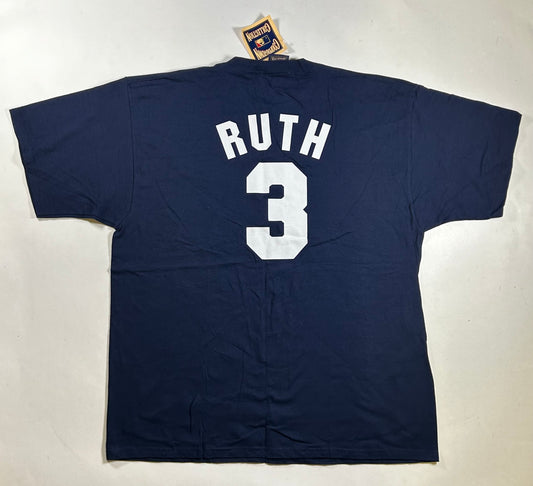 Brand New Vintage Majestic Cooperstown Collection New York Yankees Babe Ruth #3 MLB Player Tee 2XL 26x32.25 Inches.